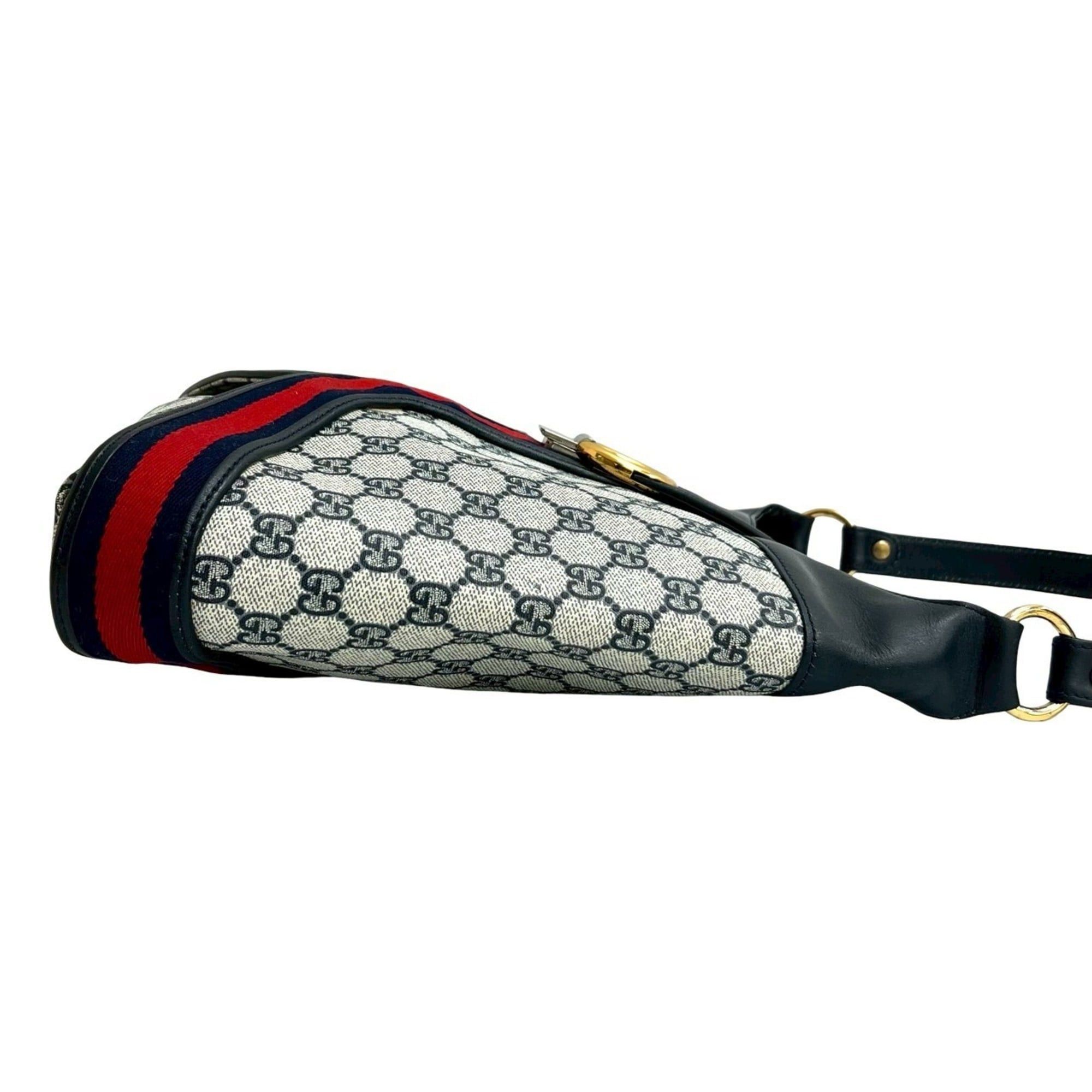 Gucci GUCCI Old Gucci Sherry Line Leather Semi-One Shoulder Bag Navy 31376 Size ONE SIZE - 6 Thumbnail