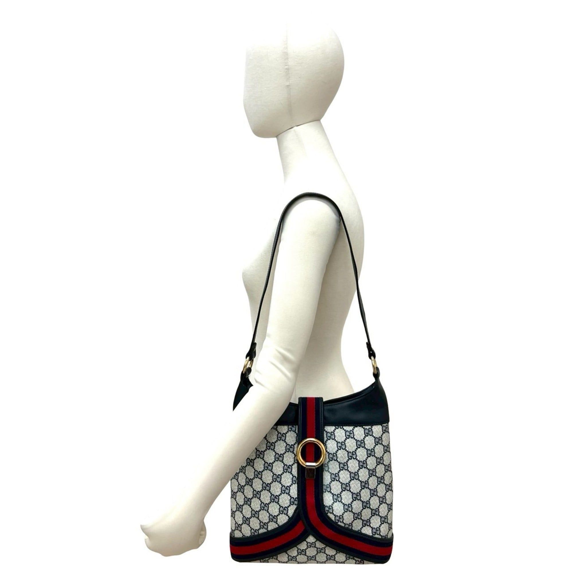 Gucci GUCCI Old Gucci Sherry Line Leather Semi-One Shoulder Bag Navy 31376 Size ONE SIZE - 2 Thumbnail