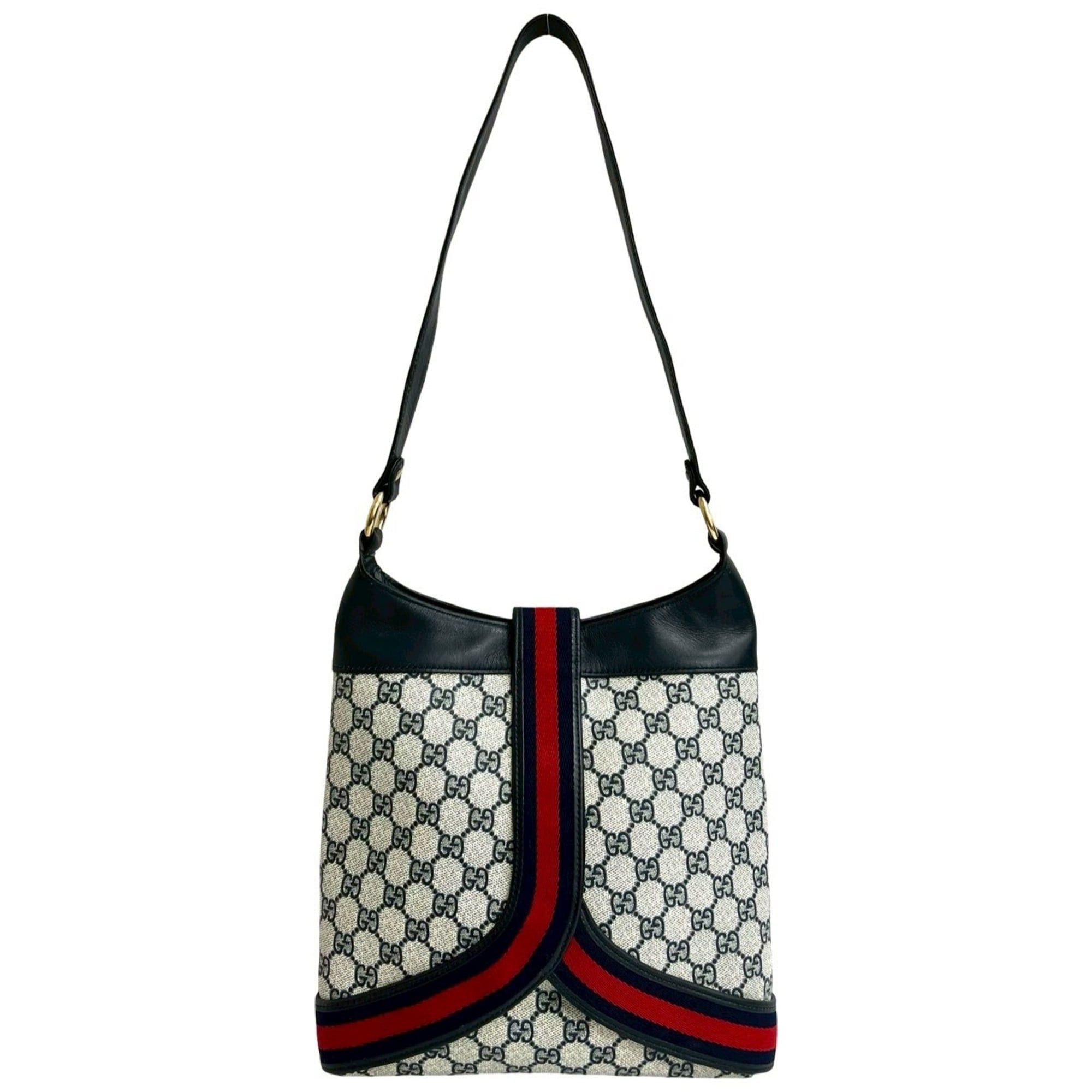 Gucci GUCCI Old Gucci Sherry Line Leather Semi-One Shoulder Bag Navy 31376 Size ONE SIZE - 3 Thumbnail