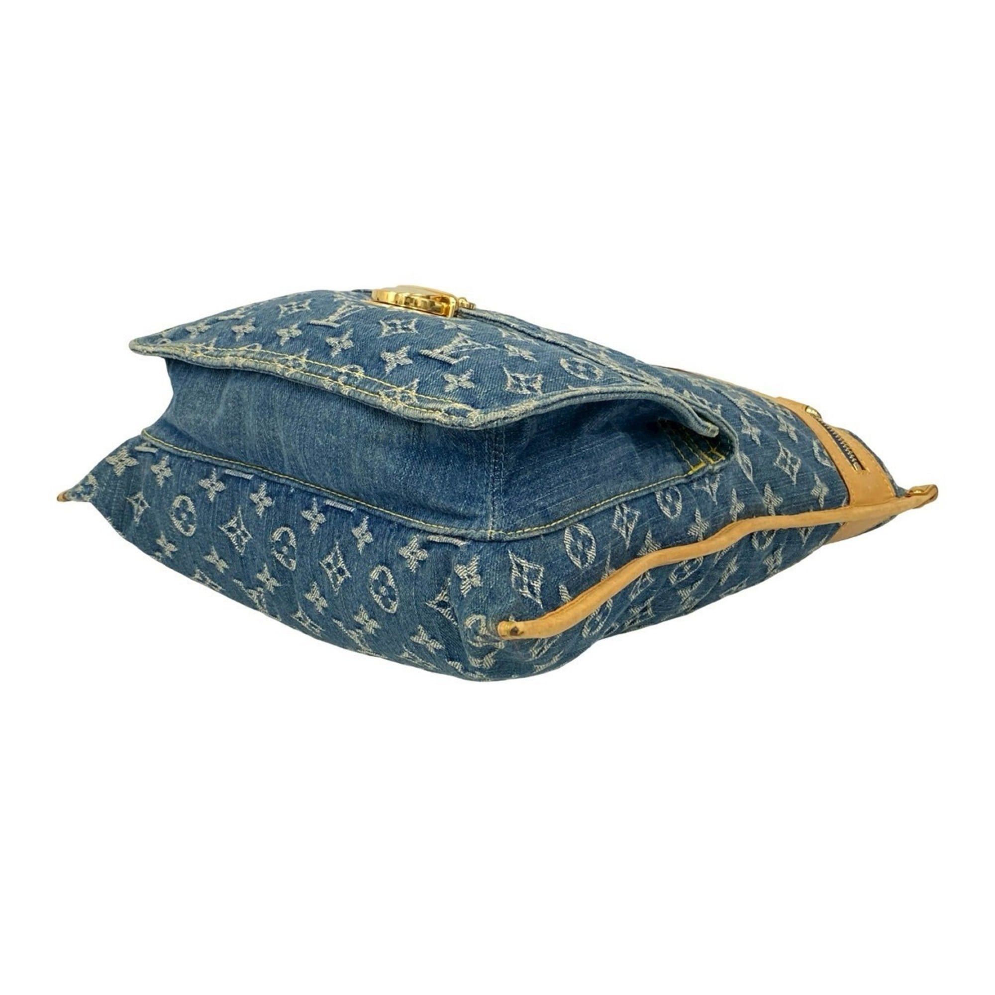 Louis Vuitton Louis Vuitton Flat Shopper Monogram Denim Leather Tote Bag Handbag Blue Beige 54241 Size ONE SIZE - 8 Thumbnail