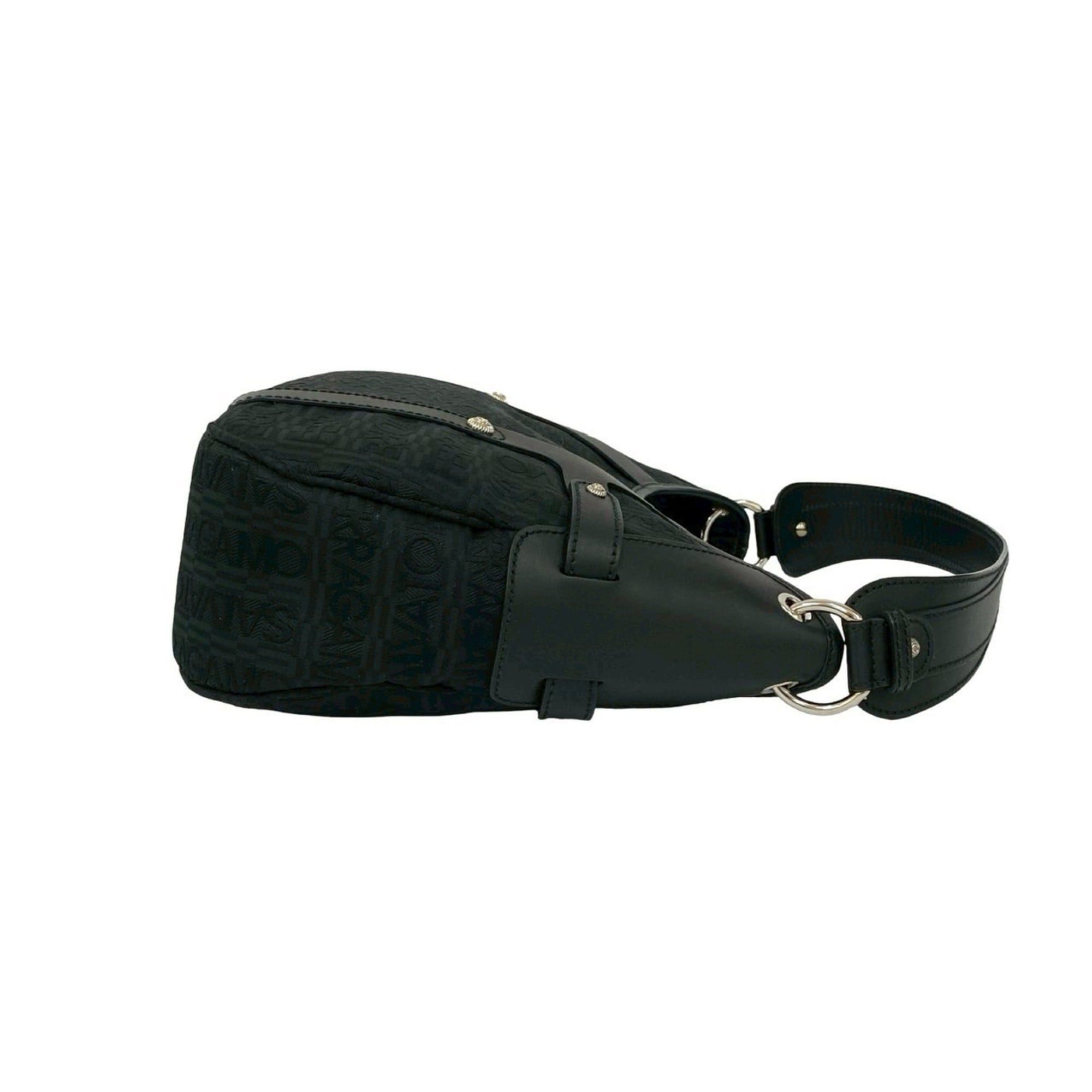 Salvatore Ferragamo Salvatore Ferragamo Leather Canvas One Semi Shoulder Bag, Black, 61503 Size ONE SIZE - 6 Thumbnail