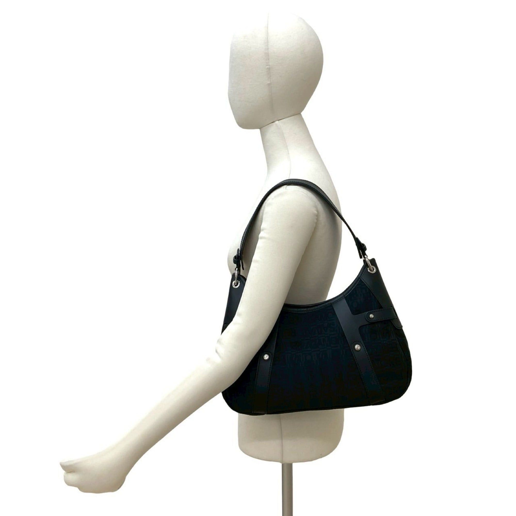 Salvatore Ferragamo Salvatore Ferragamo Leather Canvas One Semi Shoulder Bag, Black, 61503 Size ONE SIZE - 2 Thumbnail