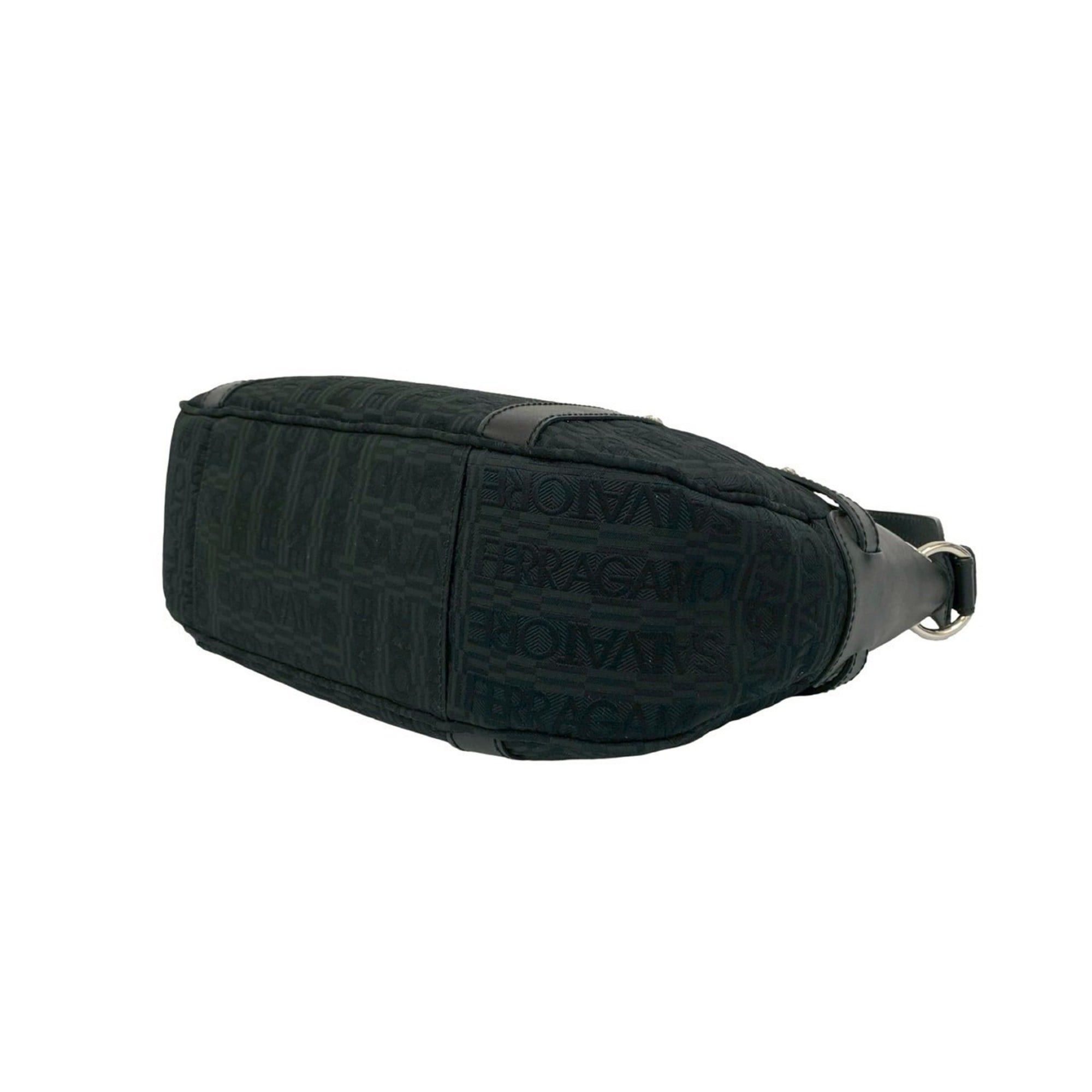 Salvatore Ferragamo Salvatore Ferragamo Leather Canvas One Semi Shoulder Bag, Black, 61503 Size ONE SIZE - 8 Thumbnail