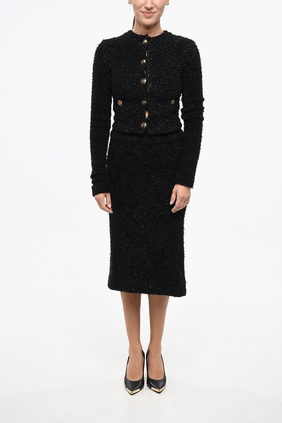 Balenciaga Tweed and Lurex Cropped Cardigan Size S / US 4 / IT 40 - 4 Thumbnail