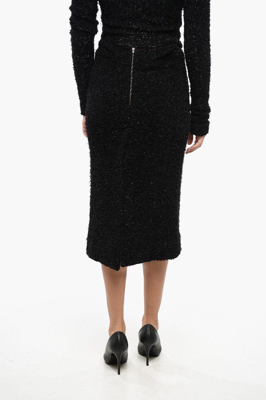 Balenciaga Lurex Knit Midi Skirt with Zip and Back Slit Size S / US 4 / IT 40 - 2 Thumbnail