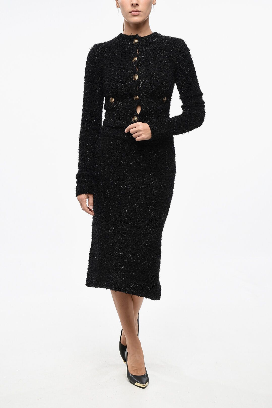 Balenciaga Lurex Knit Midi Skirt with Zip and Back Slit Size S / US 4 / IT 40 - 4 Thumbnail