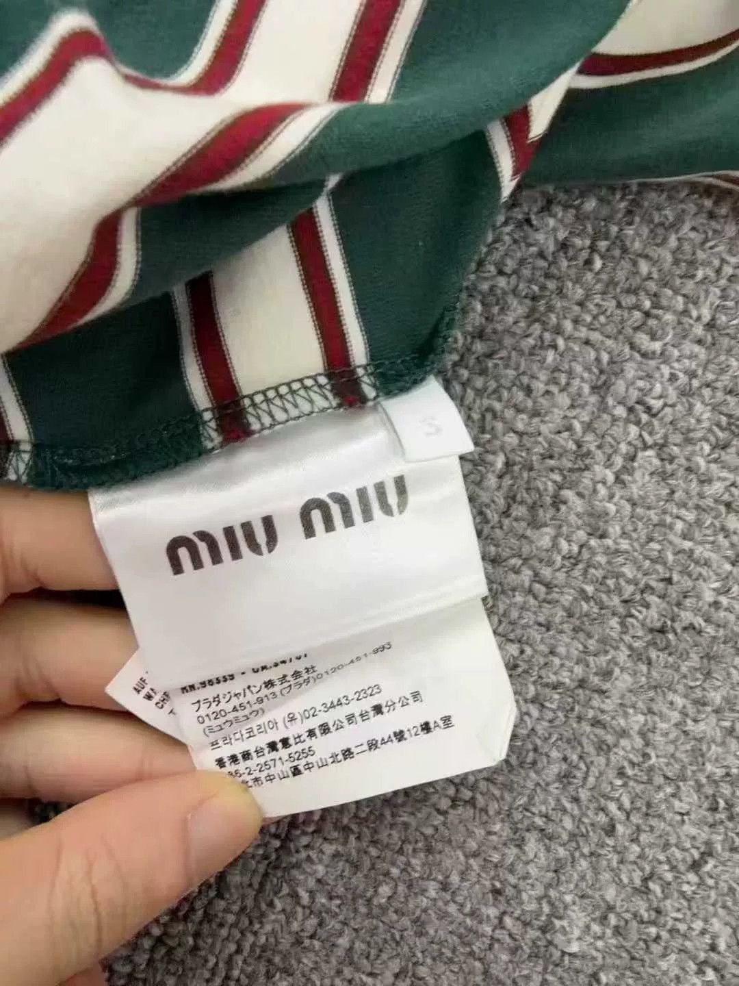 Miu Miu miumiu green and white striped long sleeve top Size S / US 4 / IT 40 - 4 Thumbnail