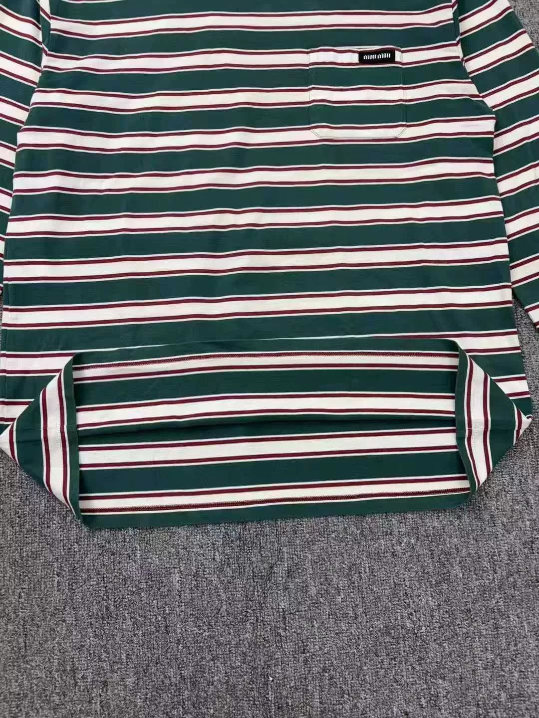 Miu Miu miumiu green and white striped long sleeve top Size S / US 4 / IT 40 - 2 Thumbnail
