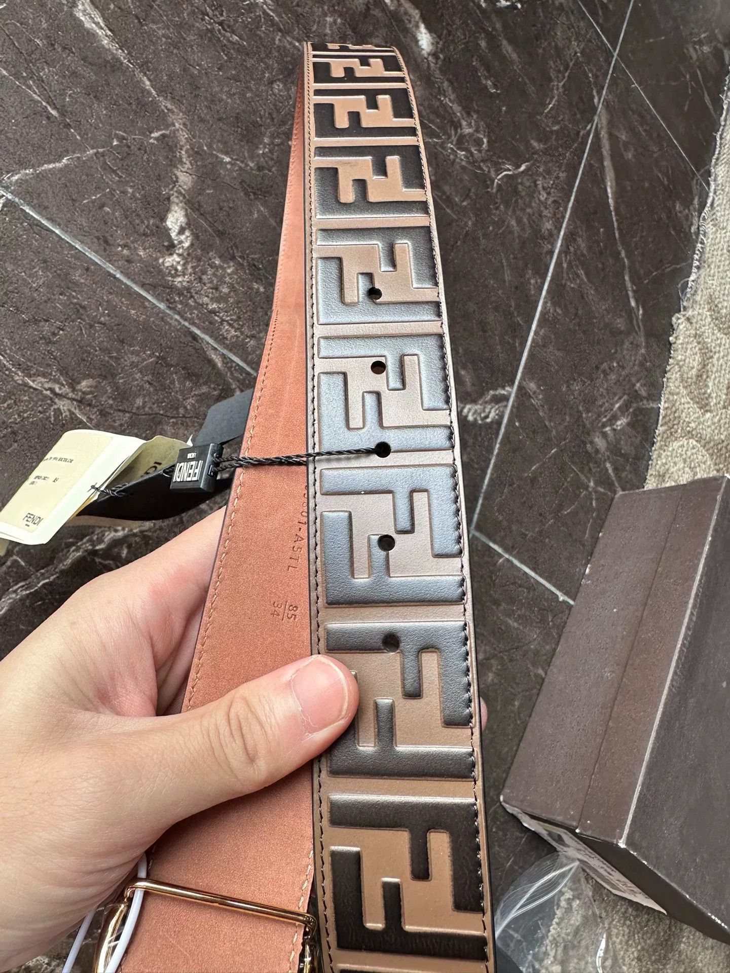 Fendi Fendi FF Pattern Leather Women's Belt Size ONE SIZE - 4 Thumbnail