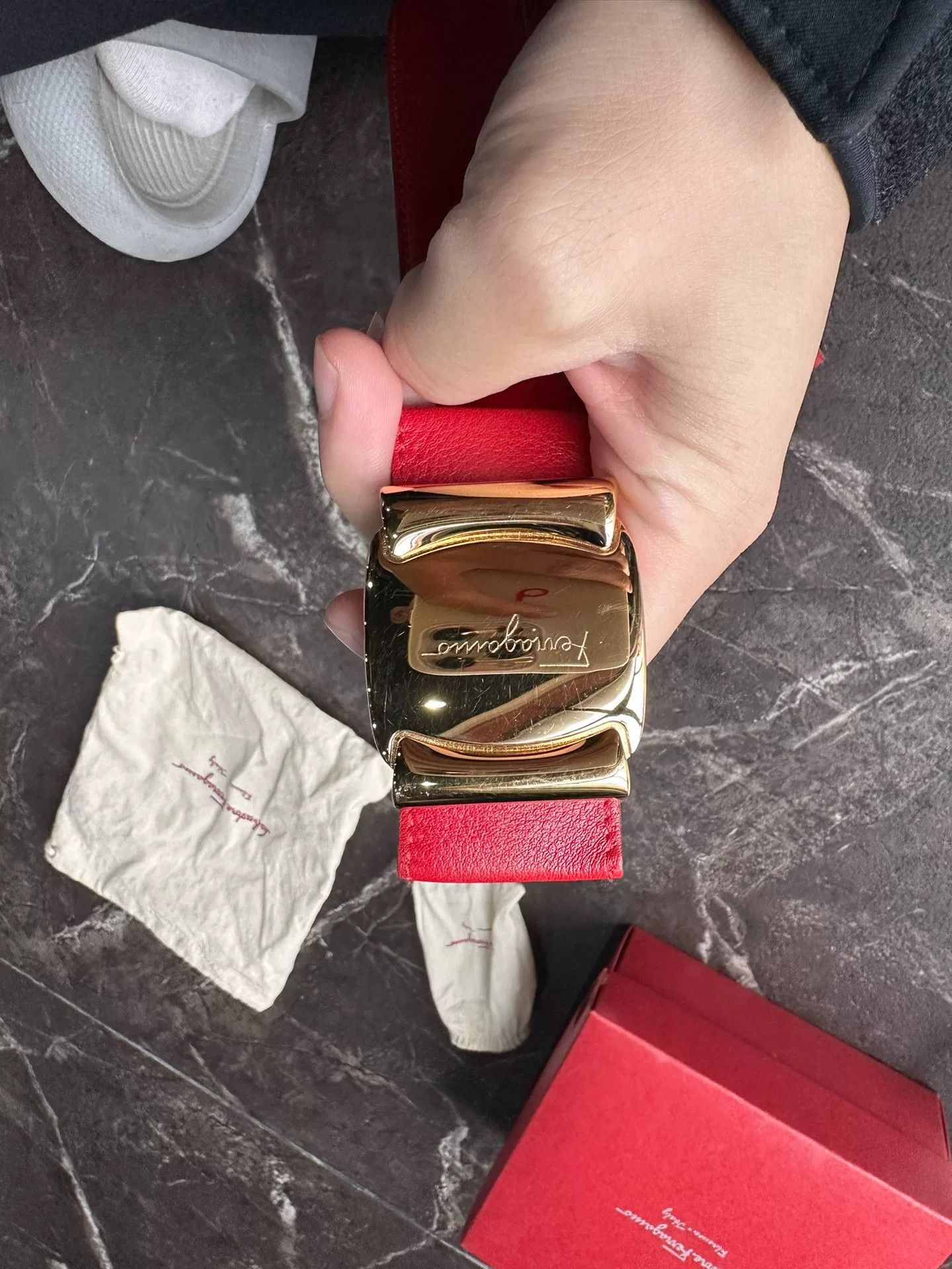 Salvatore Ferragamo Ferragamo Red Patent Leather Belt Size ONE SIZE - 3 Thumbnail