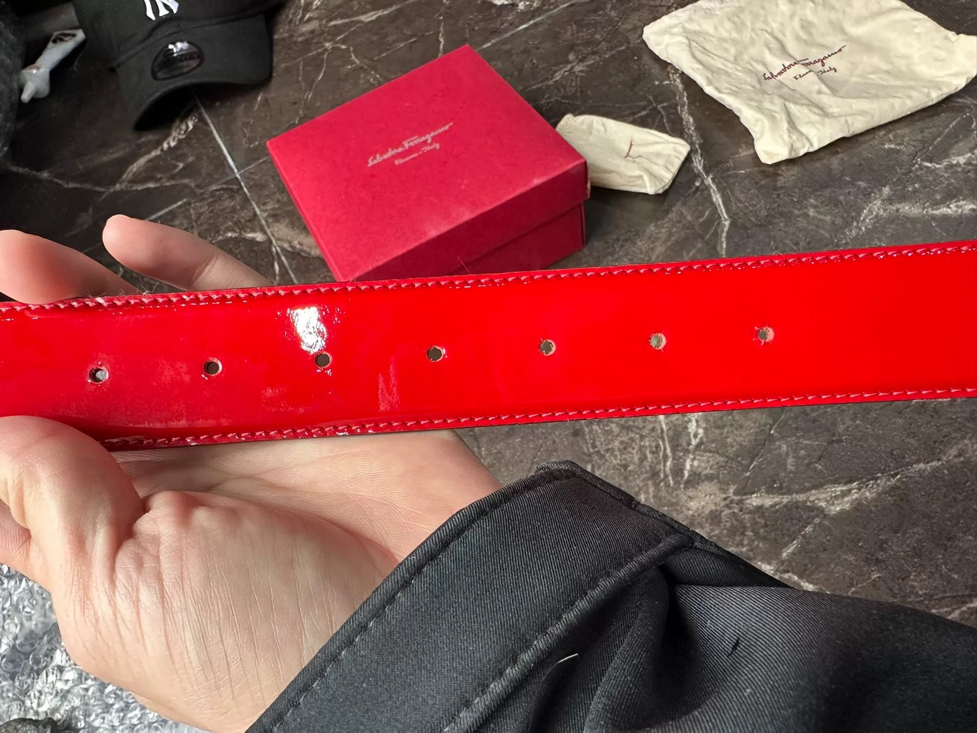 Salvatore Ferragamo Ferragamo Red Patent Leather Belt Size ONE SIZE - 6 Thumbnail