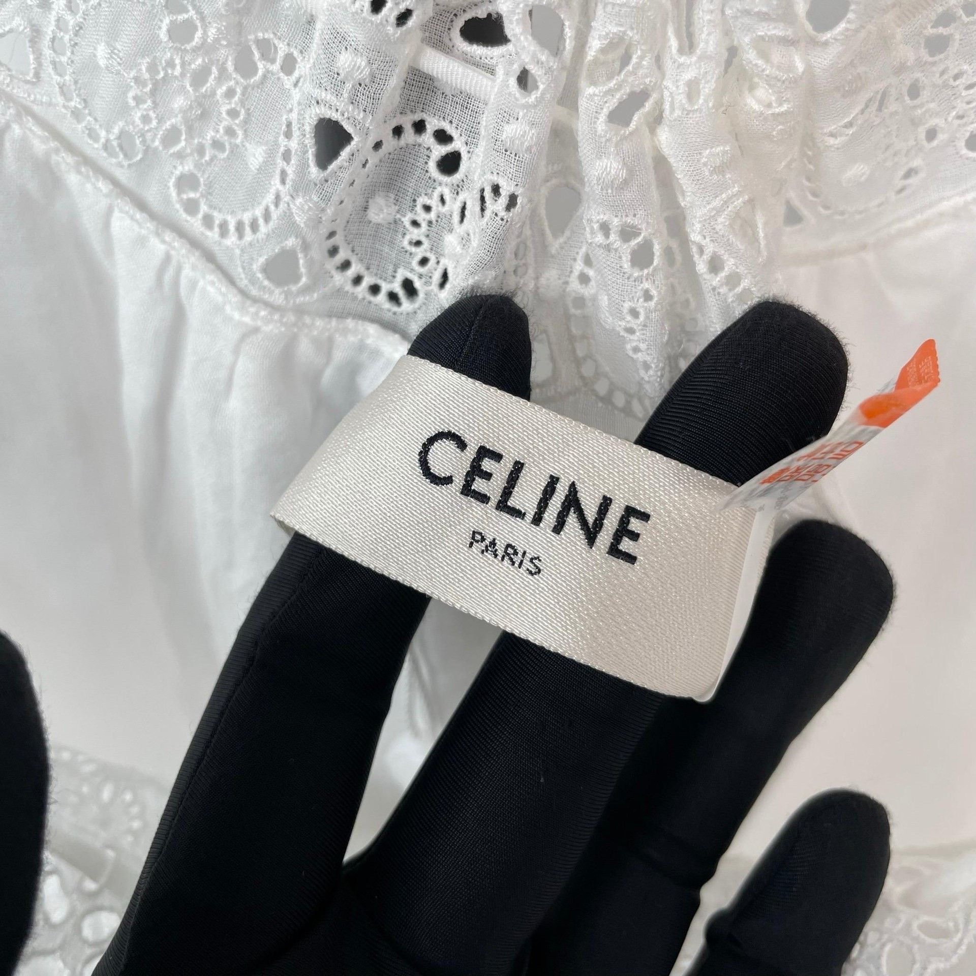 Celine Celine White Lace Embroidery Long Resort Dress Size S / US 4 / IT 40 - 6 Thumbnail