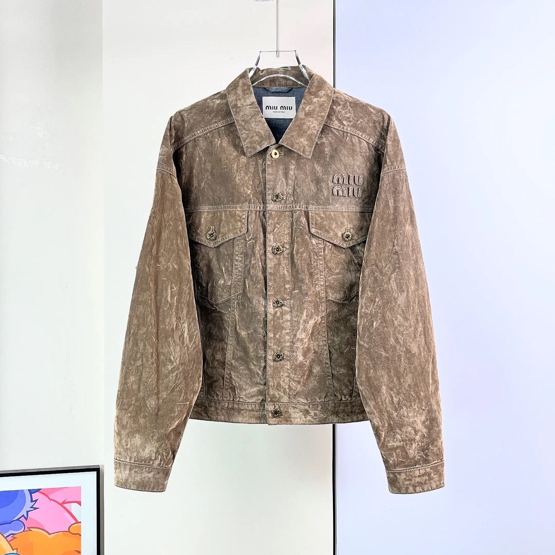 Miu Miu Miu Miu Khaki Velvet Denim Jacket Size M / US 6-8 / IT 42-44 - 4 Thumbnail