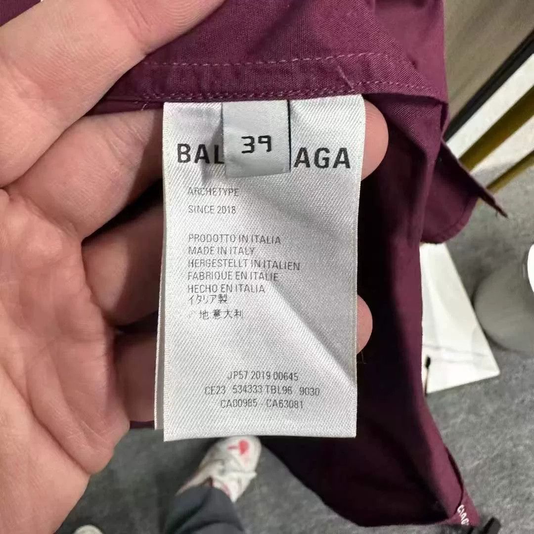 Balenciaga Balenciaga Burgundy All-Over Print Shirt Size 39 Size US XXS / EU 40 - 4 Thumbnail