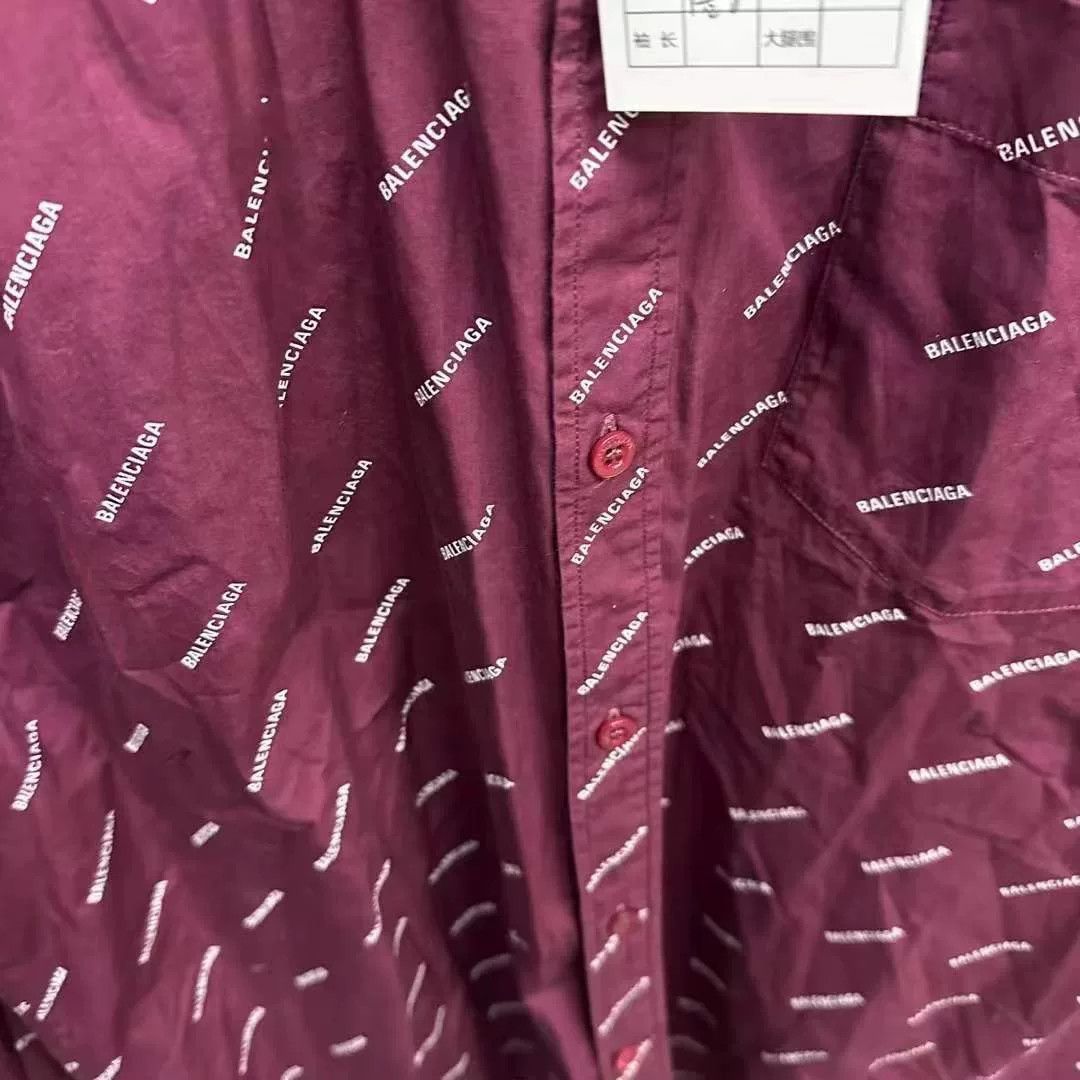 Balenciaga Balenciaga Burgundy All-Over Print Shirt Size 39 Size US XXS / EU 40 - 3 Thumbnail