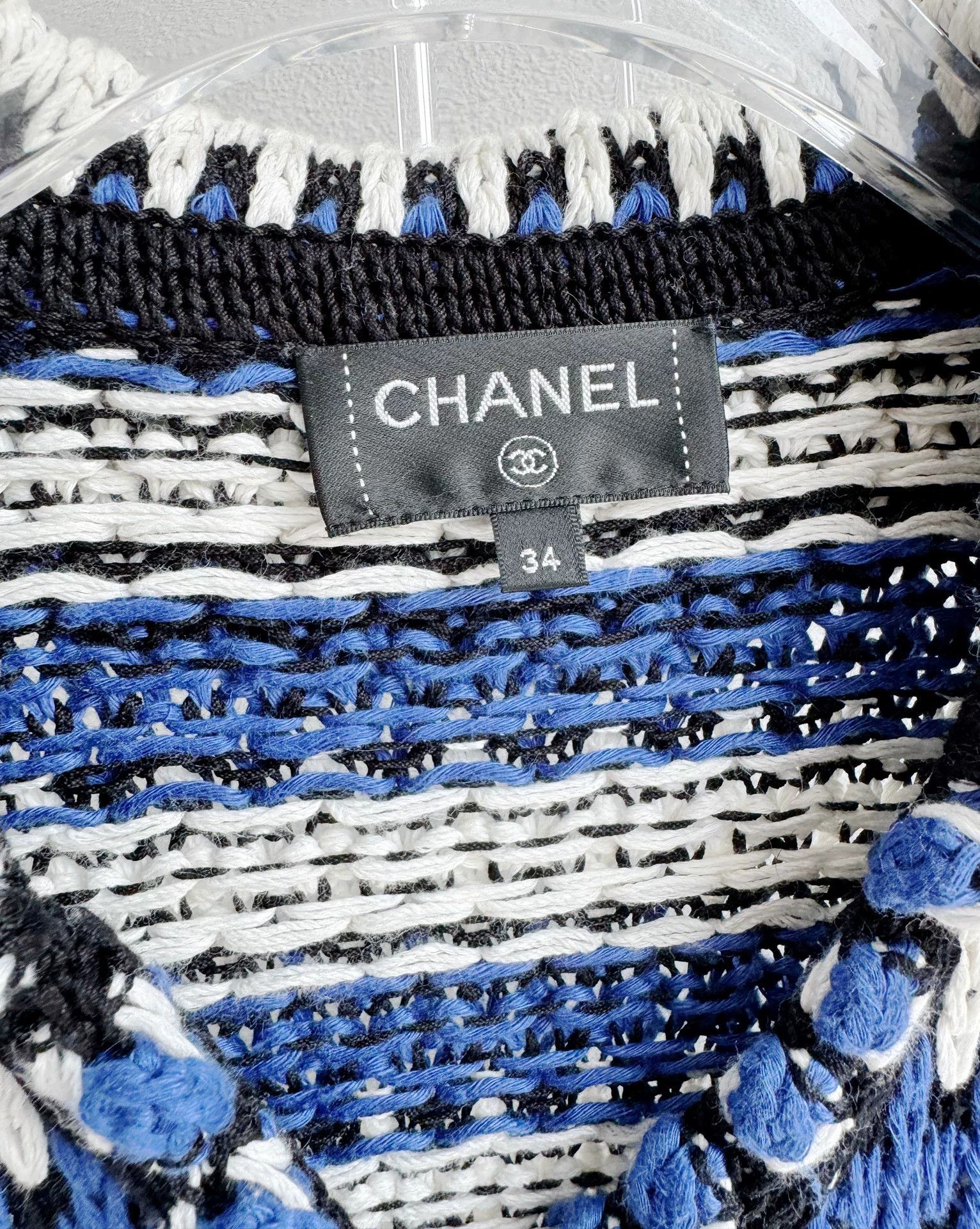 Chanel Chanel 21C Blue White Stripe Cardigan Size US M / EU 48-50 / 2 - 6 Thumbnail