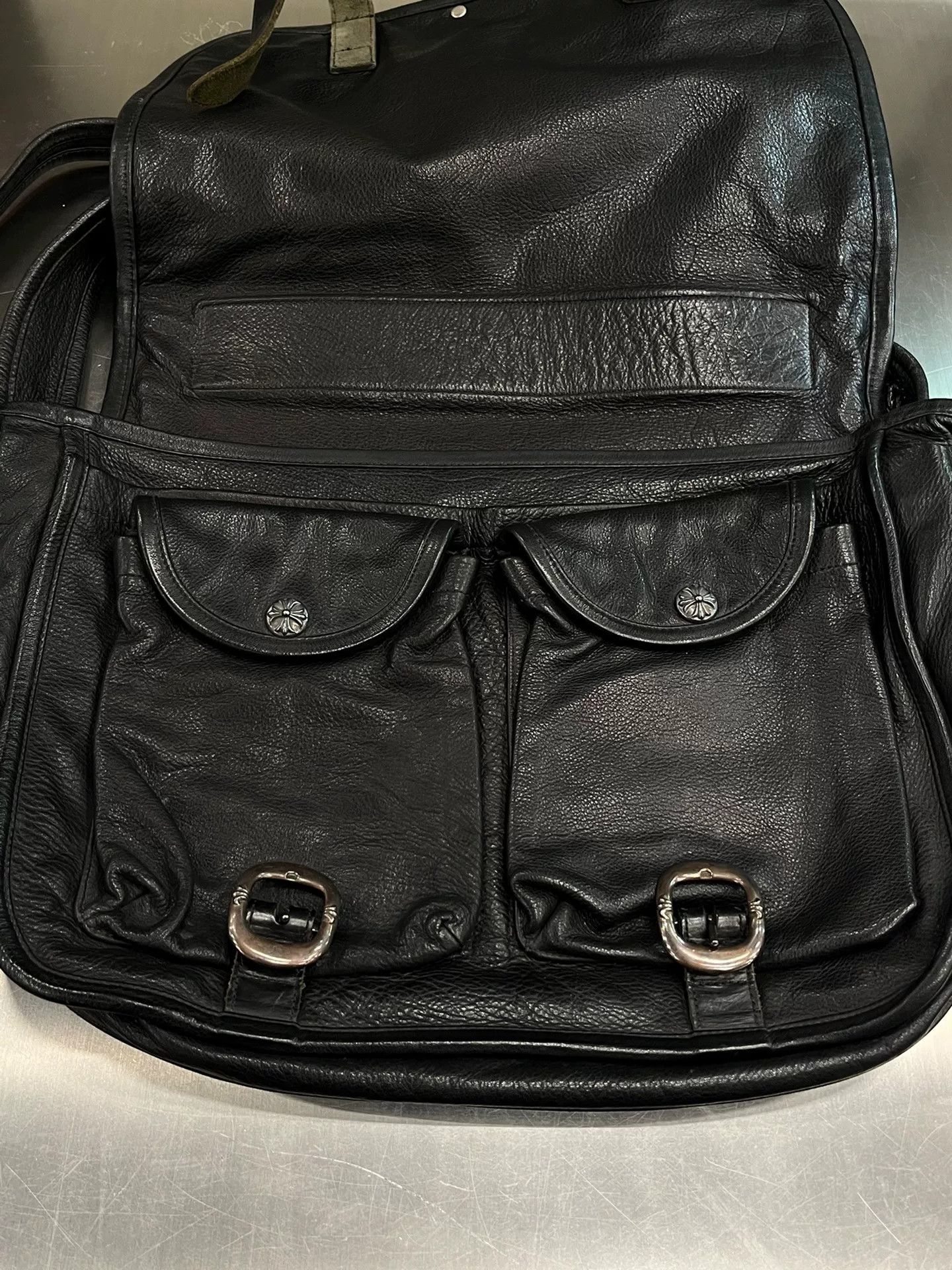 Chrome Hearts Chrome Hearts Black Leather Large Messenger Bag Size ONE SIZE - 3 Thumbnail