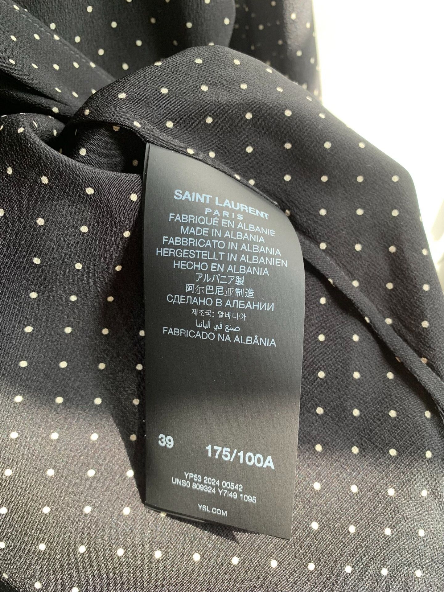 Saint Laurent Paris Saint Laurent Black Polka Dot Shirt Size US S / EU 44-46 / 1 - 6 Thumbnail