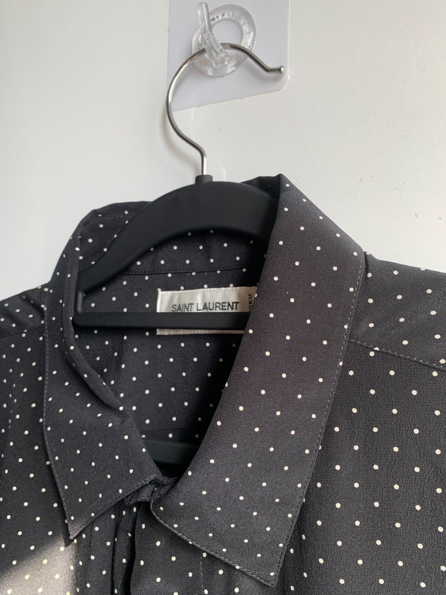 Saint Laurent Paris Saint Laurent Black Polka Dot Shirt Size US S / EU 44-46 / 1 - 8 Thumbnail