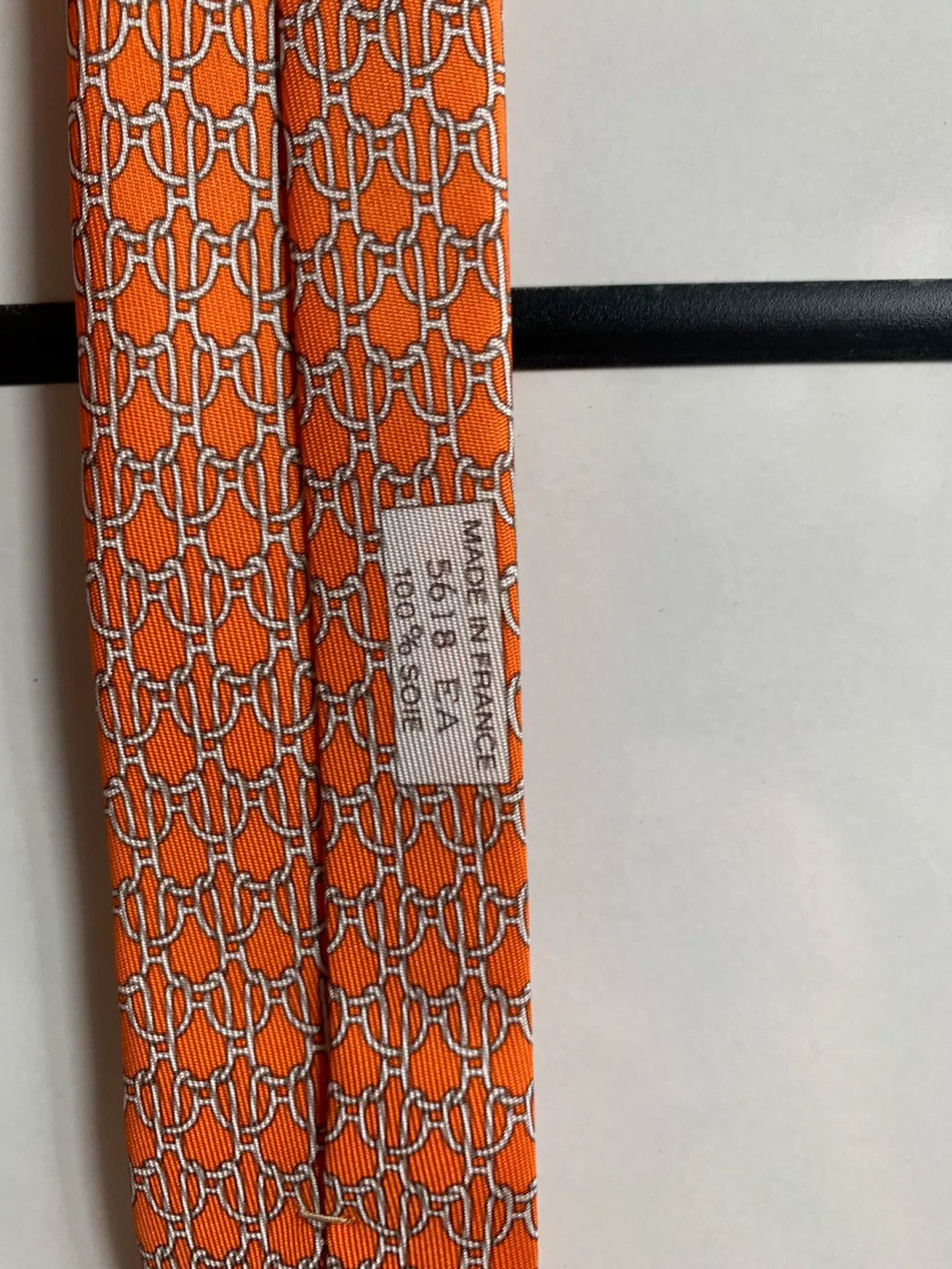 Hermes Hermès Orange Silk Tie Size ONE SIZE - 2 Thumbnail