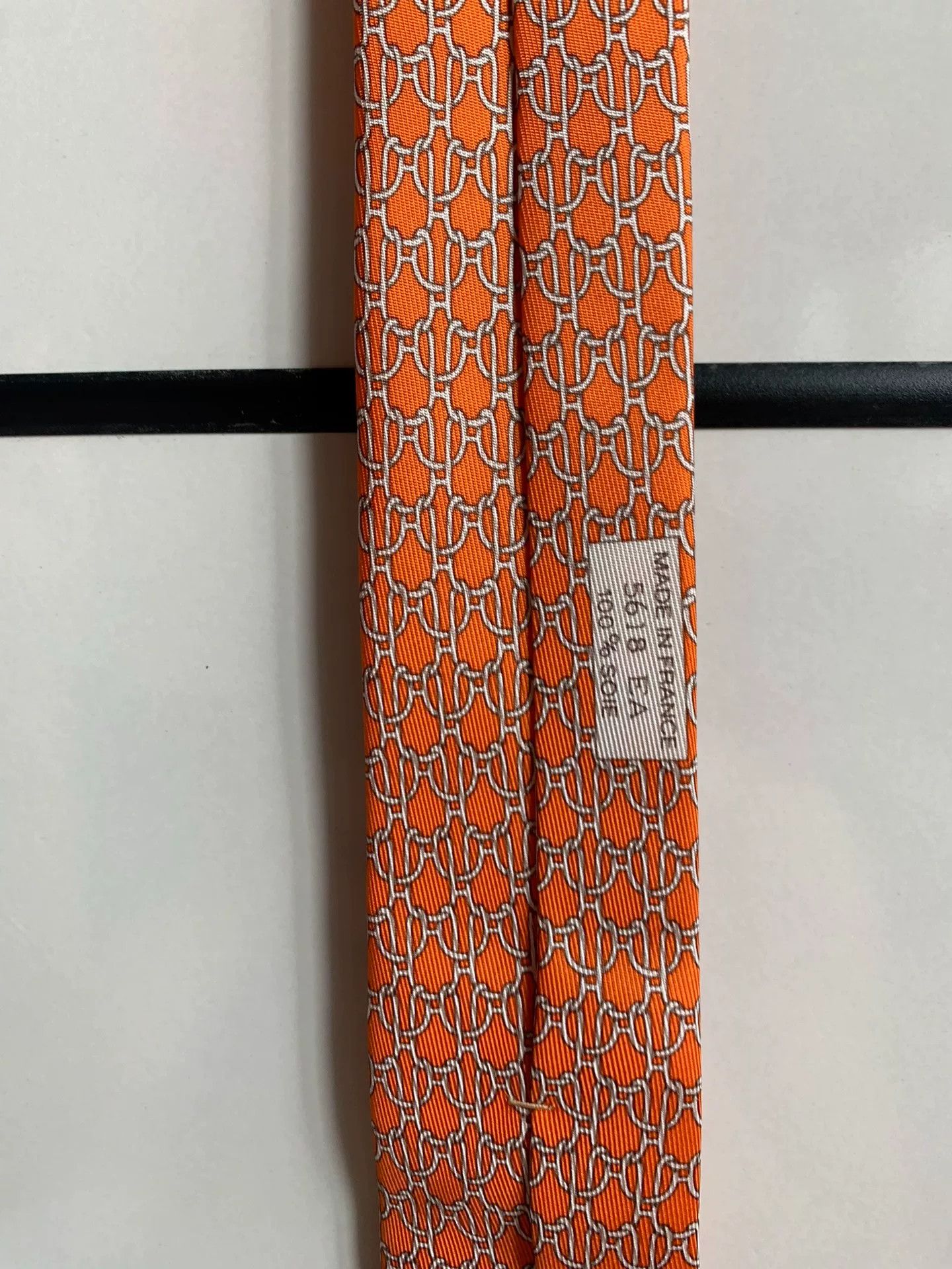 Hermes Hermès Orange Silk Tie Size ONE SIZE - 3 Thumbnail