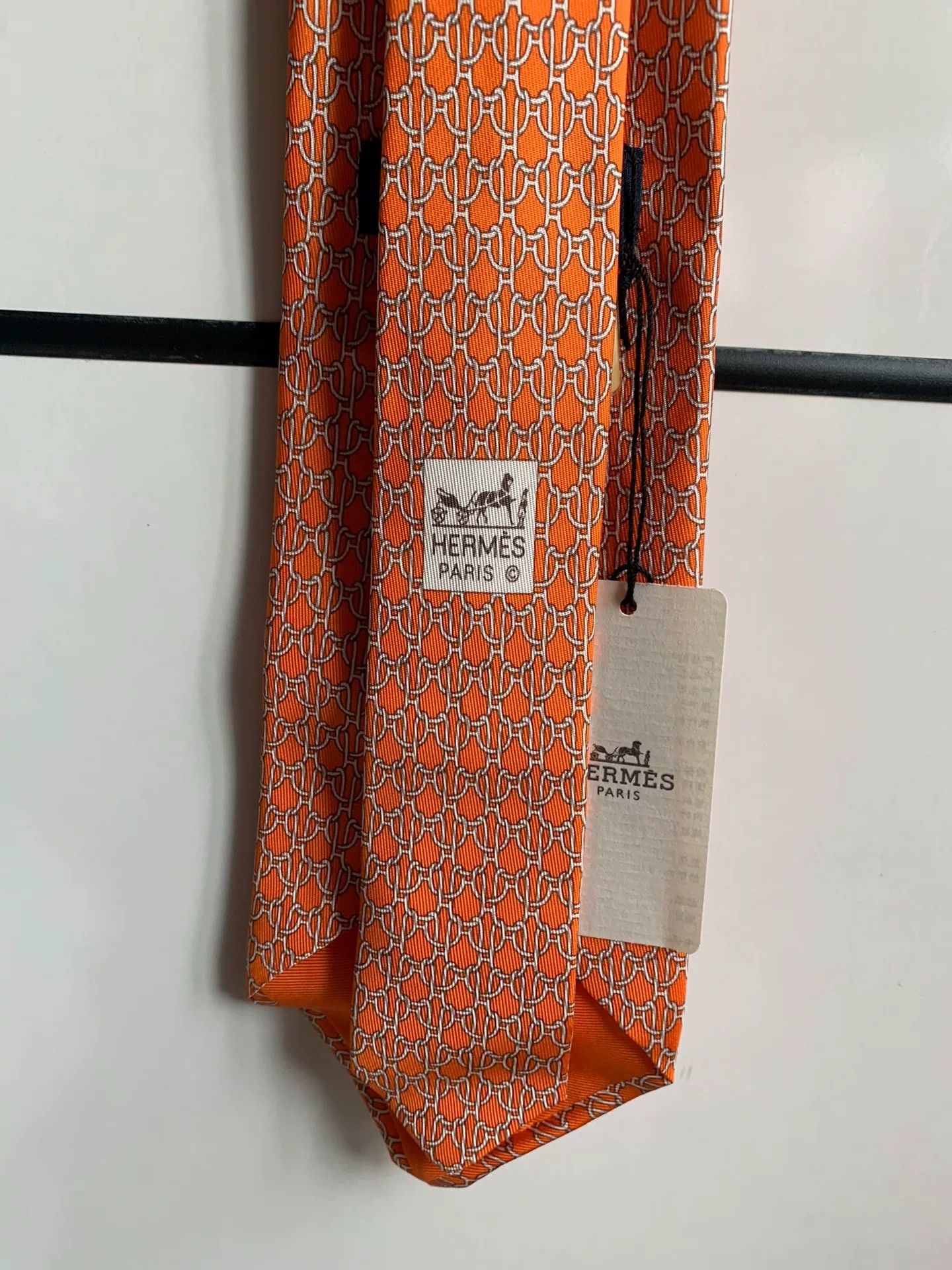 Hermes Hermès Orange Silk Tie Size ONE SIZE - 6 Thumbnail