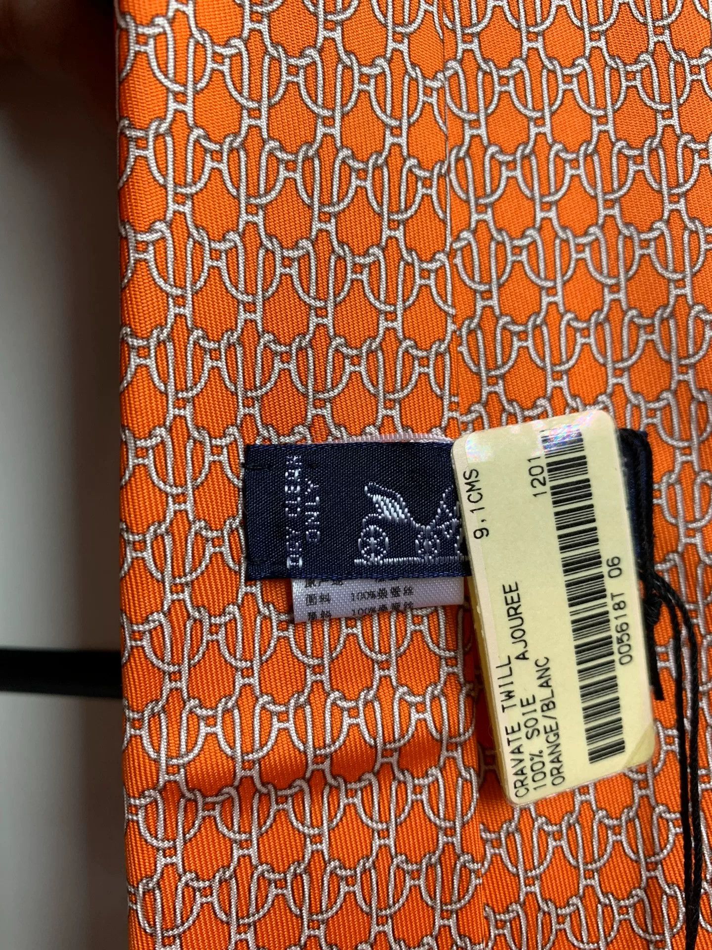 Hermes Hermès Orange Silk Tie Size ONE SIZE - 5 Thumbnail