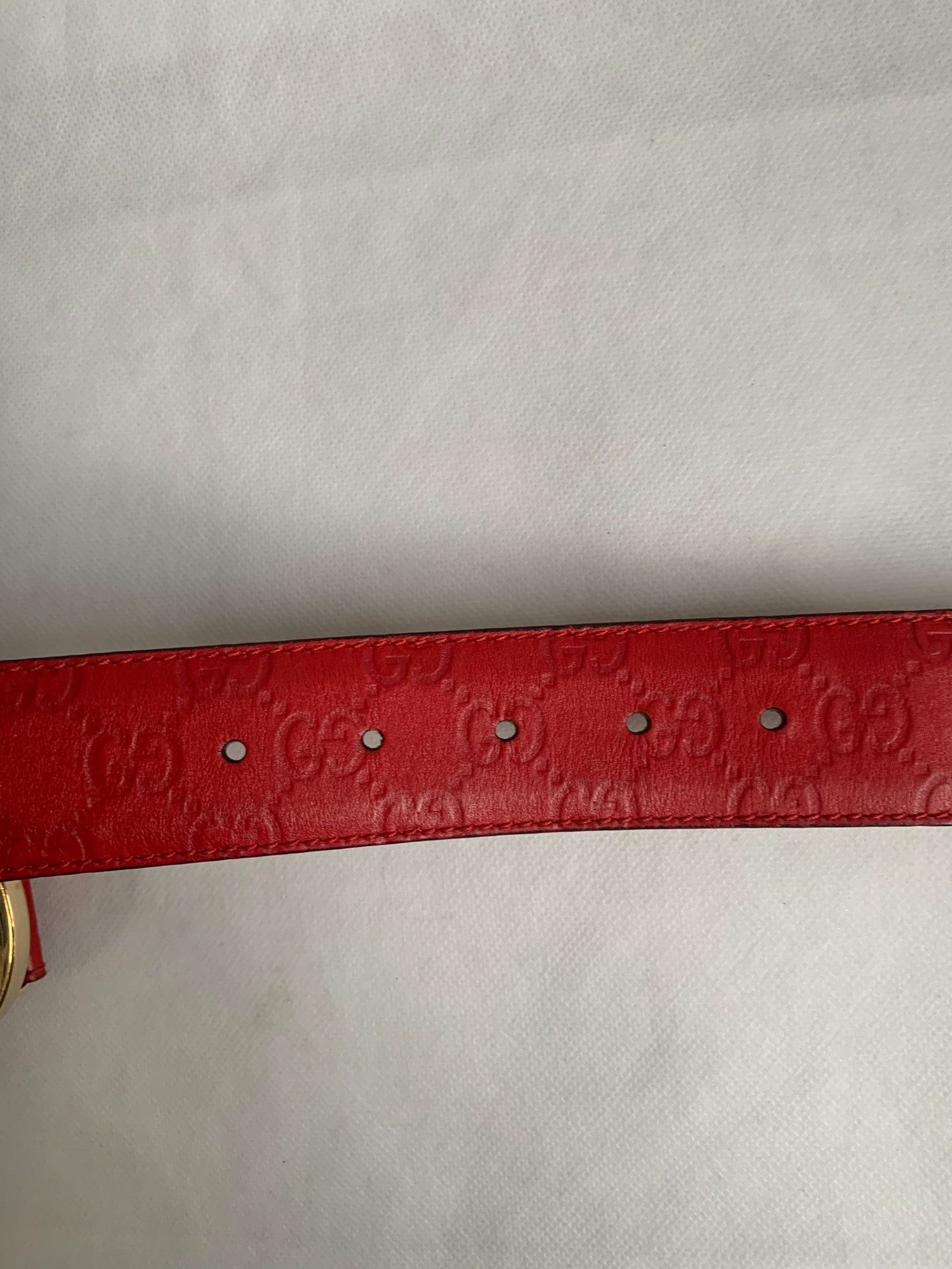 Gucci Gucci Red Double G Gold Buckle Belt Size ONE SIZE - 5 Thumbnail