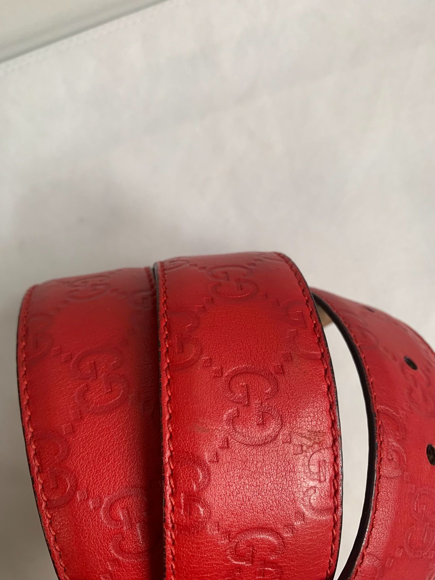 Gucci Gucci Red Double G Gold Buckle Belt Size ONE SIZE - 6 Thumbnail