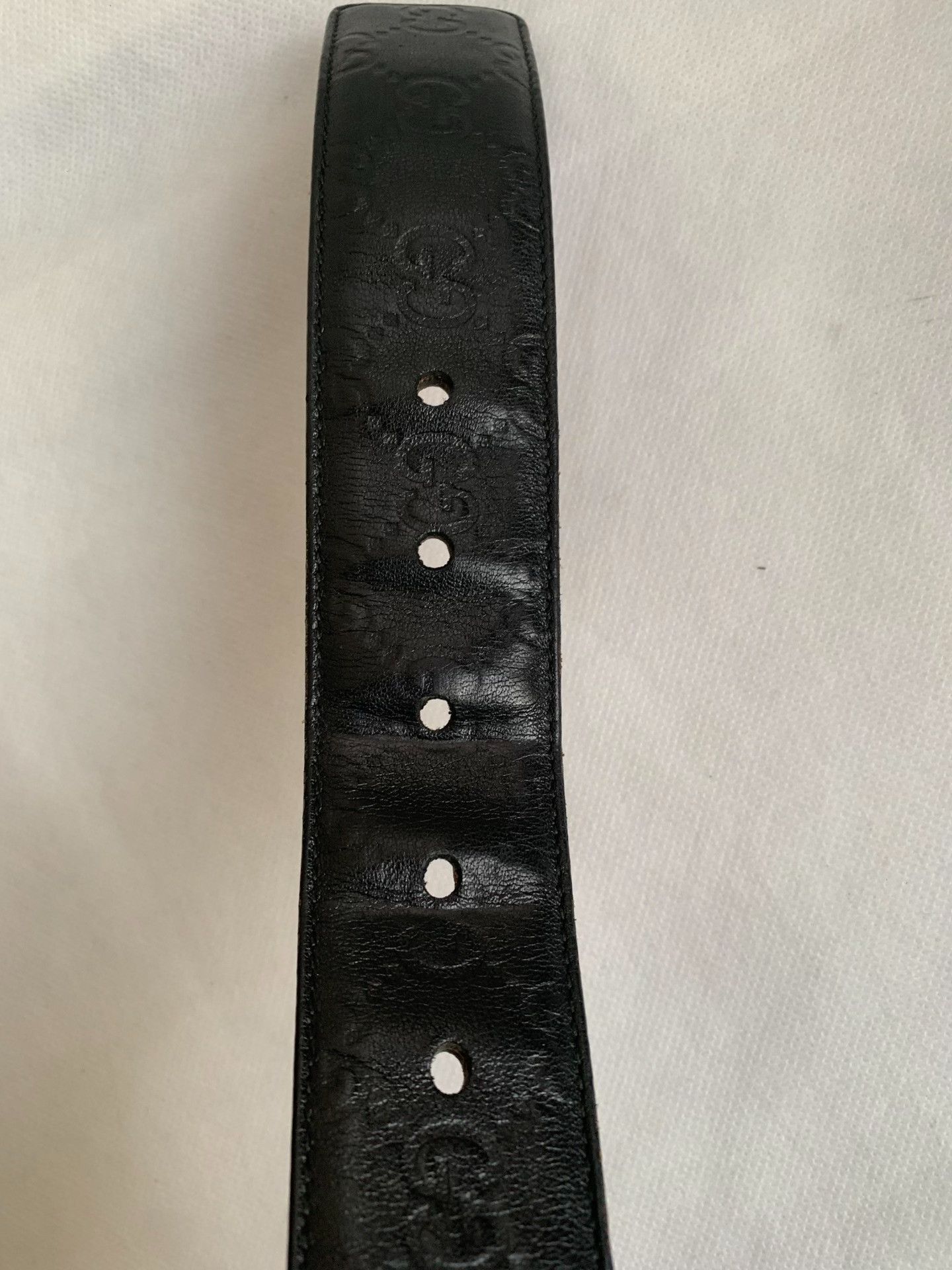 Gucci Gucci Black Leather Logo Embossed Belt Size ONE SIZE - 4 Thumbnail