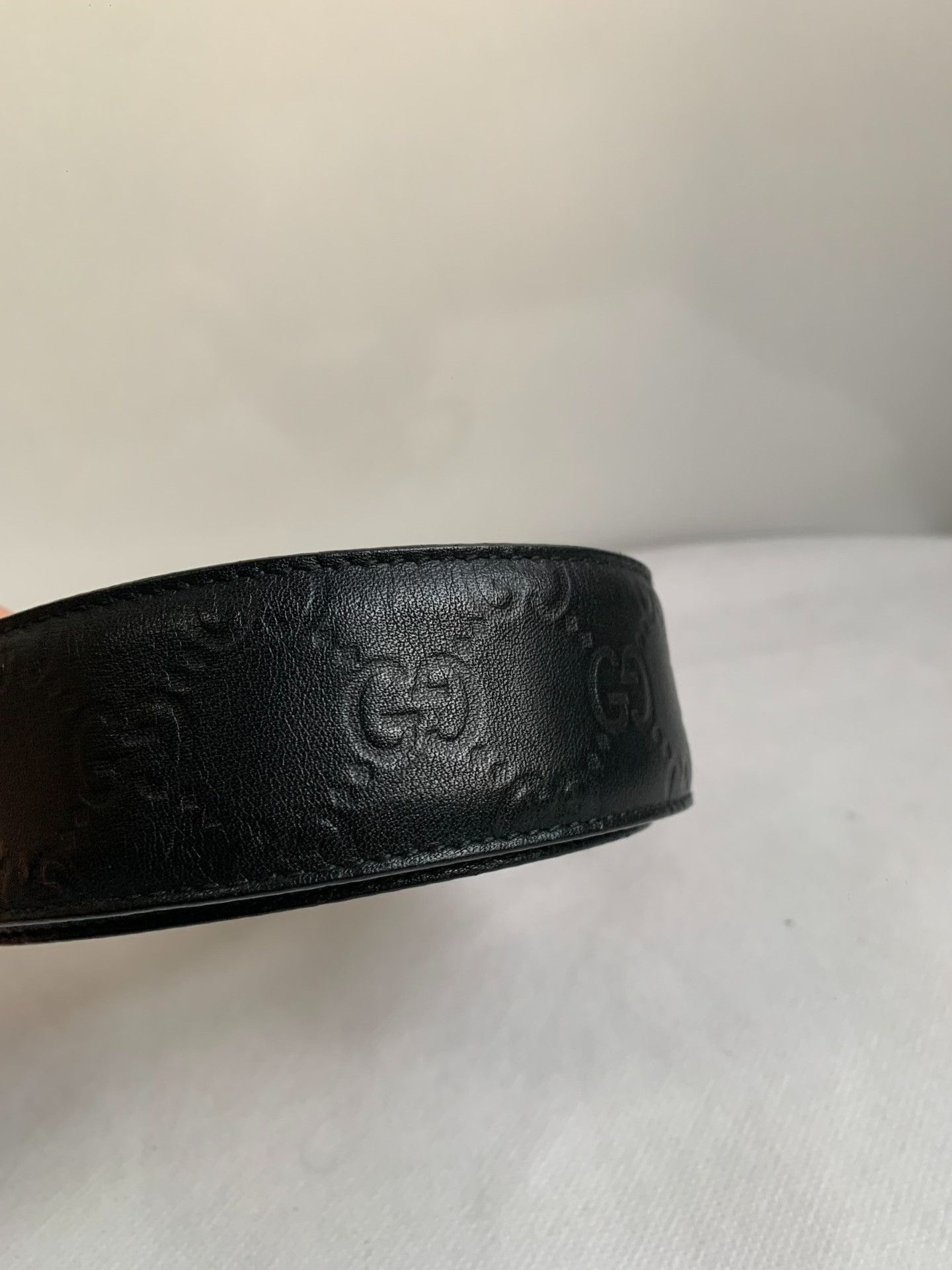 Gucci Gucci Black Leather Logo Embossed Belt Size ONE SIZE - 6 Thumbnail