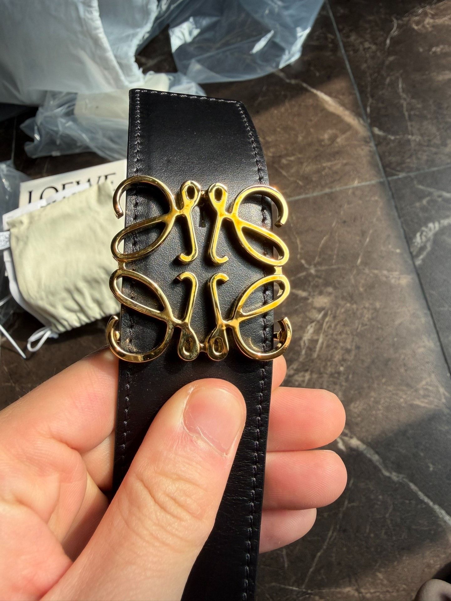 Loewe Loewe Anagram Reversible Belt Gold Buckle Size ONE SIZE - 5 Thumbnail