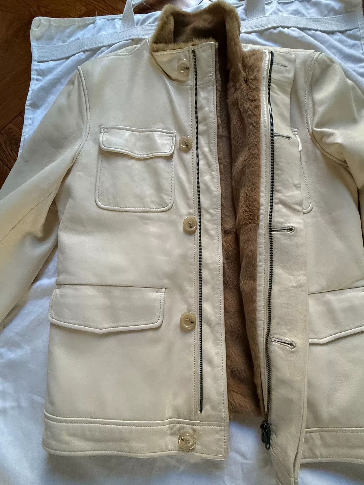 SERAPHIN Seraphin Milkshake White Fur Jacket Size US M / EU 48-50 / 2 - 7 Thumbnail