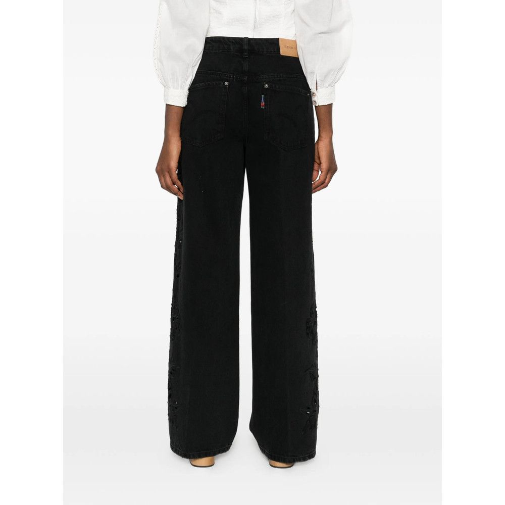 Farm Rio Farm Rio BLACK Denim - Wide-Leg Jeans Size 25" / US 0 / IT 36 - 4 Thumbnail