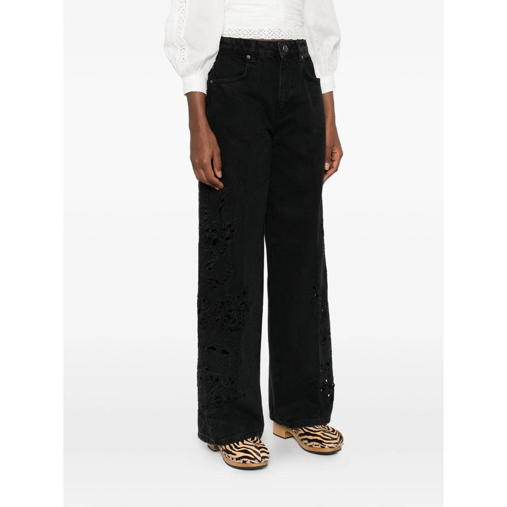 Farm Rio Farm Rio BLACK Denim - Wide-Leg Jeans Size 26" / US 2 / IT 38 - 3 Thumbnail