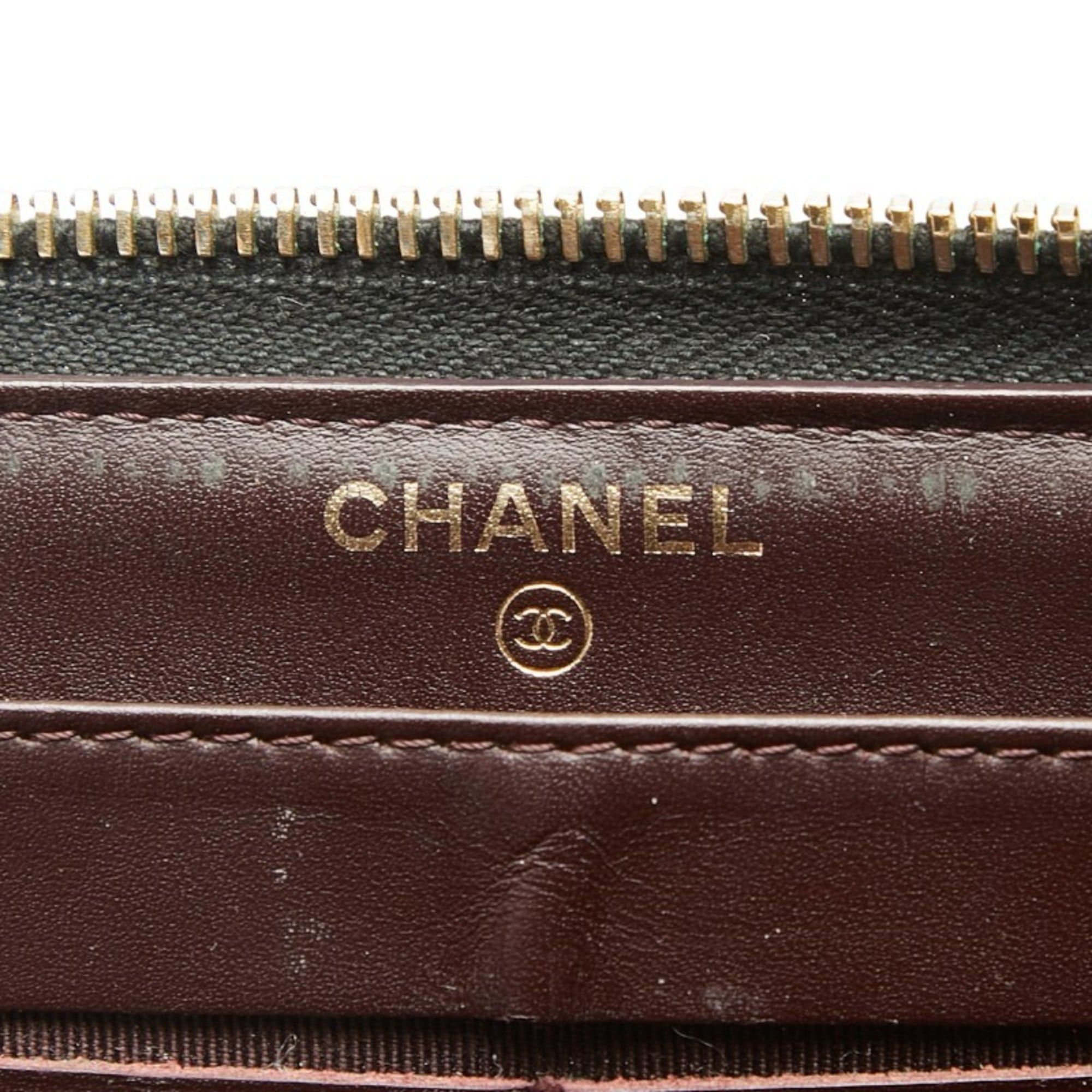 Chanel CHANEL Coco Mark Matelasse Round Zipper Long Wallet in Black Caviar Leather for Women Size ONE SIZE - 13 Thumbnail