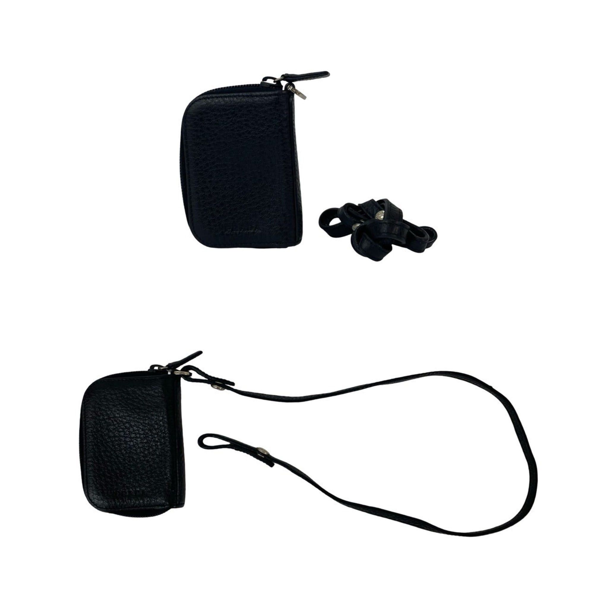 Prada PRADA Leather Strap Round Zip 6-Key Case Black 1127a Size ONE SIZE - 9 Thumbnail