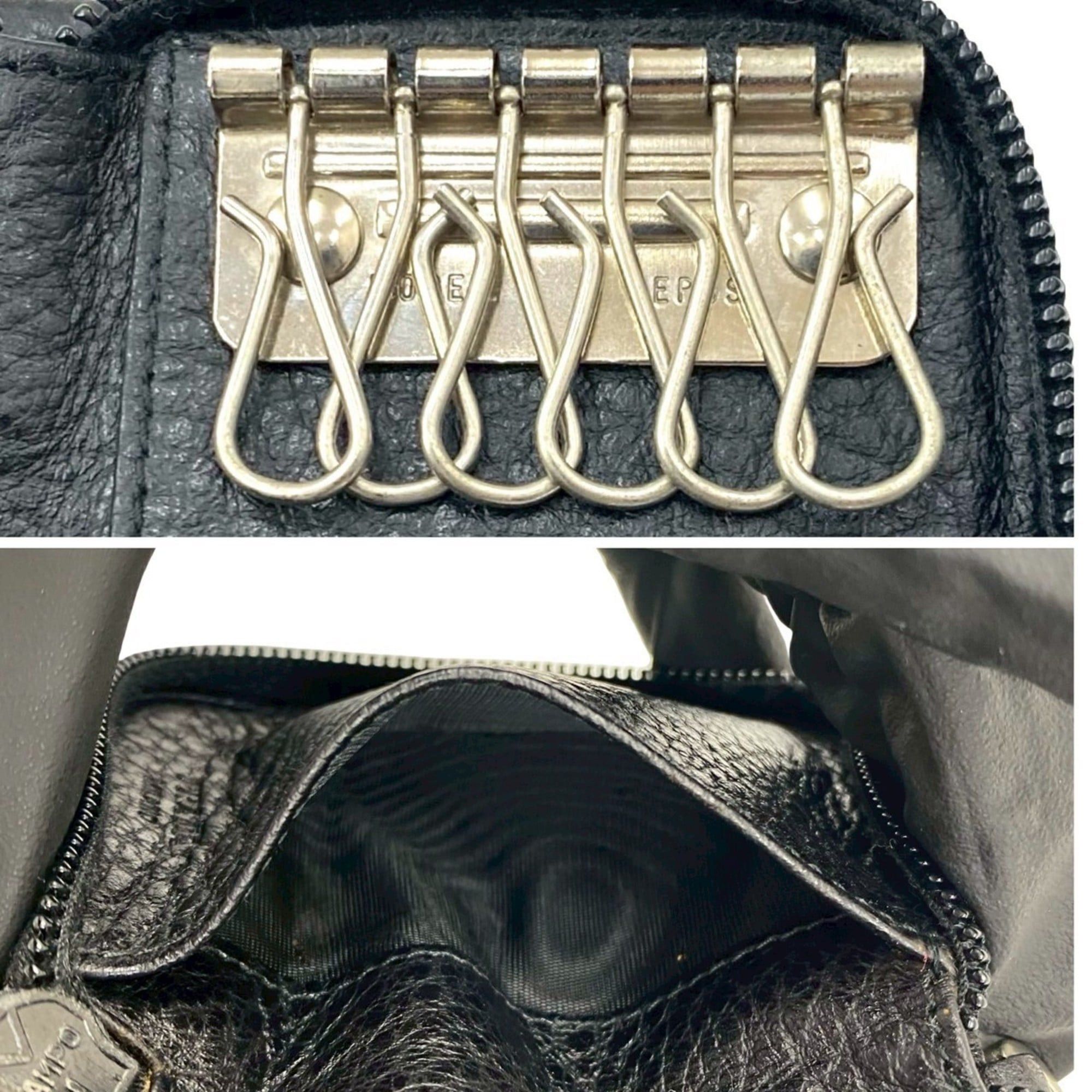 Prada PRADA Leather Strap Round Zip 6-Key Case Black 1127a Size ONE SIZE - 8 Thumbnail