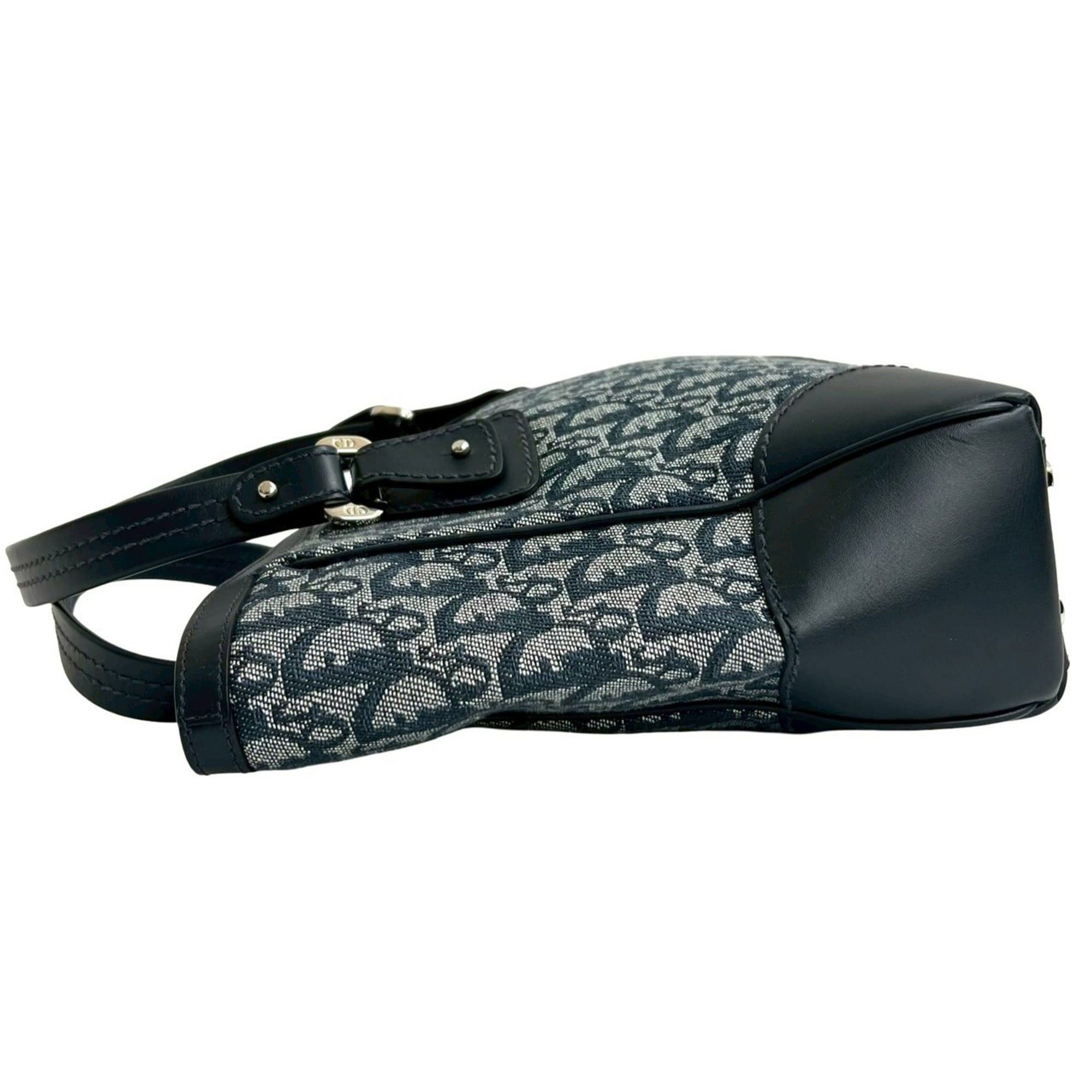 Dior Christian Dior Trotter CD Canvas and Leather Handbag Mini Tote Bag Navy 34728 Size ONE SIZE - 5 Thumbnail