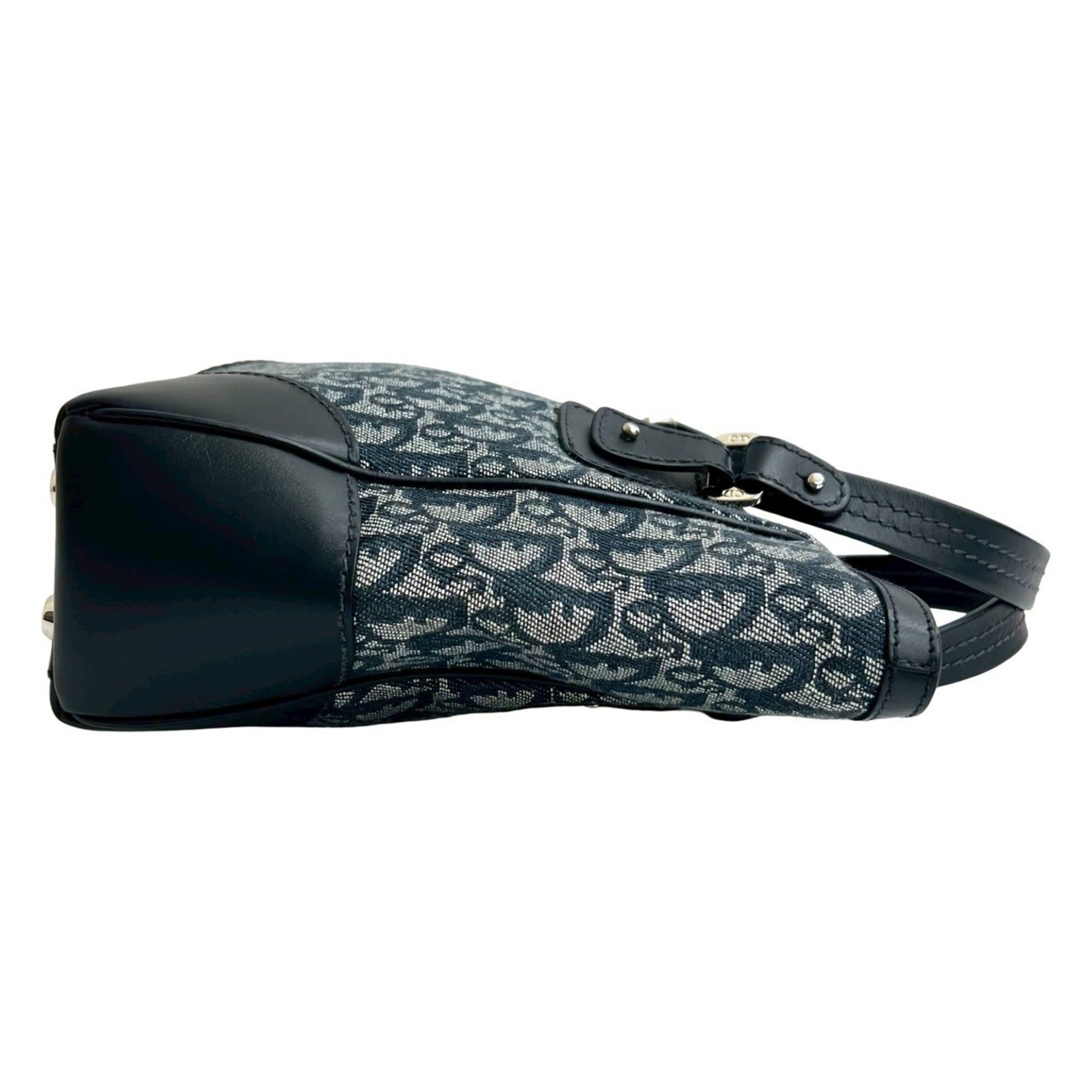Dior Christian Dior Trotter CD Canvas and Leather Handbag Mini Tote Bag Navy 34728 Size ONE SIZE - 6 Thumbnail