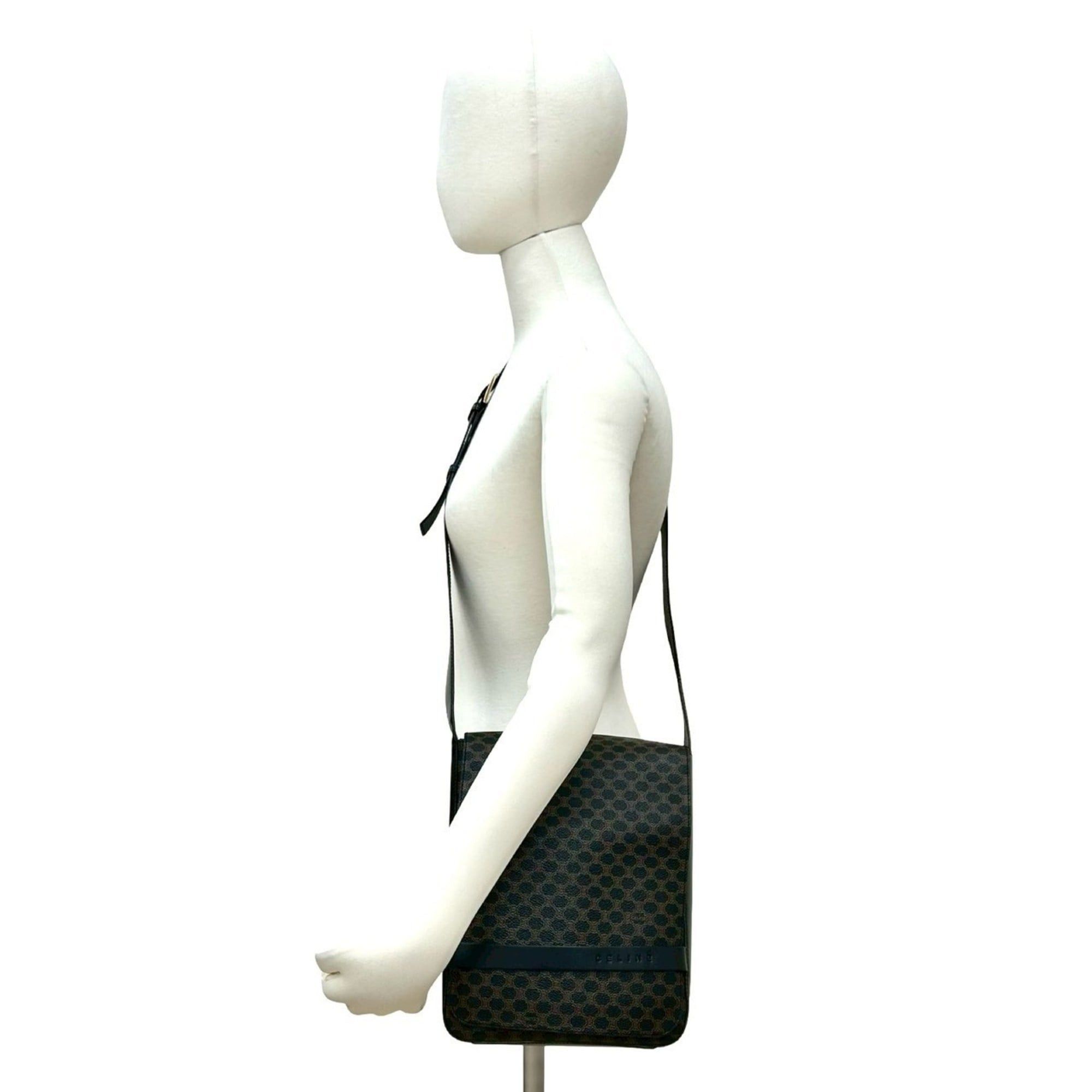 Celine CELINE Macadam Blason Leather Shoulder Bag, Sacoche, Black/Brown, 31778 Size ONE SIZE - 2 Thumbnail