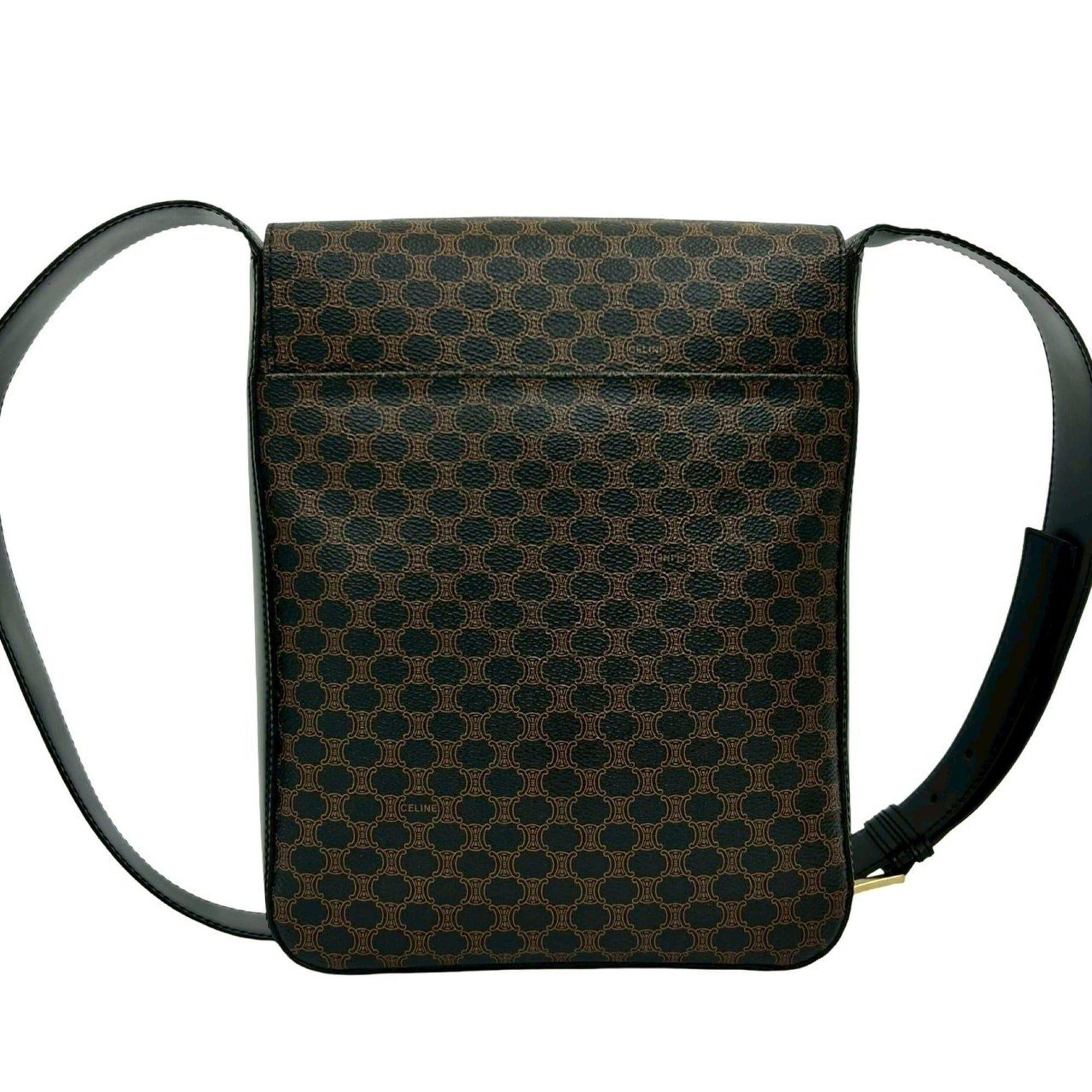 Celine CELINE Macadam Blason Leather Shoulder Bag, Sacoche, Black/Brown, 31778 Size ONE SIZE - 3 Thumbnail
