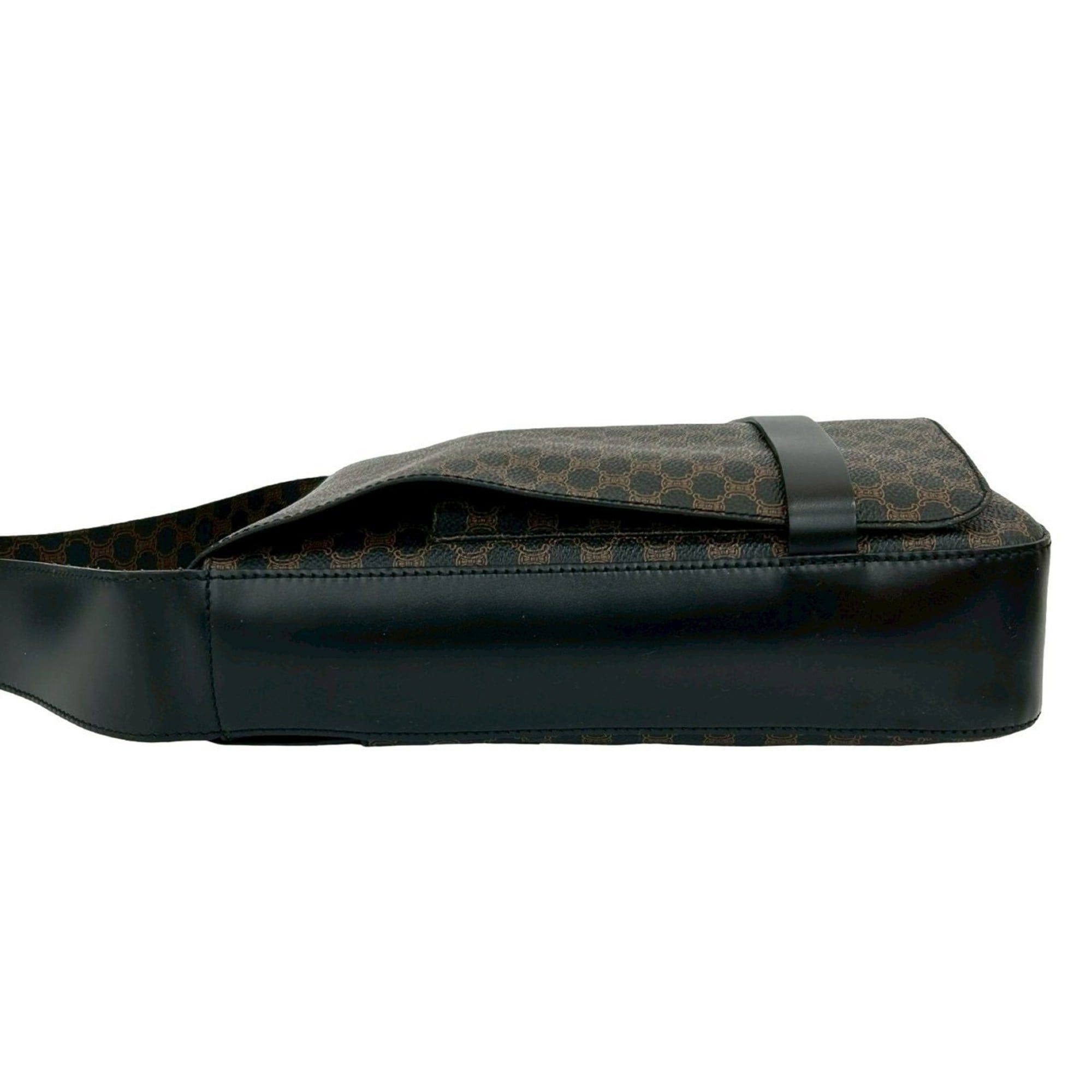 Celine CELINE Macadam Blason Leather Shoulder Bag, Sacoche, Black/Brown, 31778 Size ONE SIZE - 5 Thumbnail
