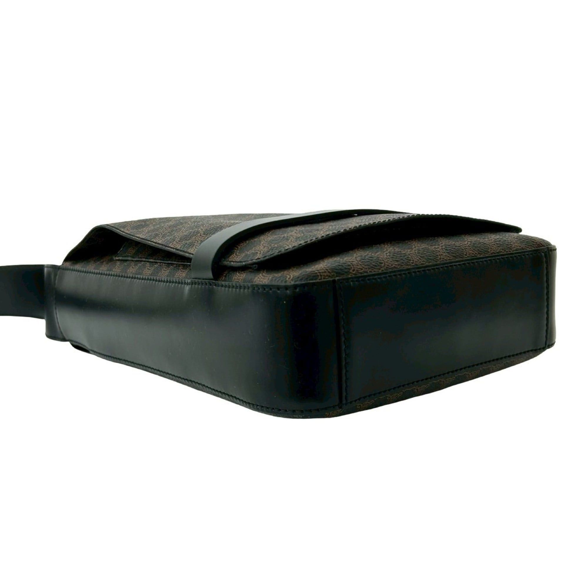 Celine CELINE Macadam Blason Leather Shoulder Bag, Sacoche, Black/Brown, 31778 Size ONE SIZE - 7 Thumbnail