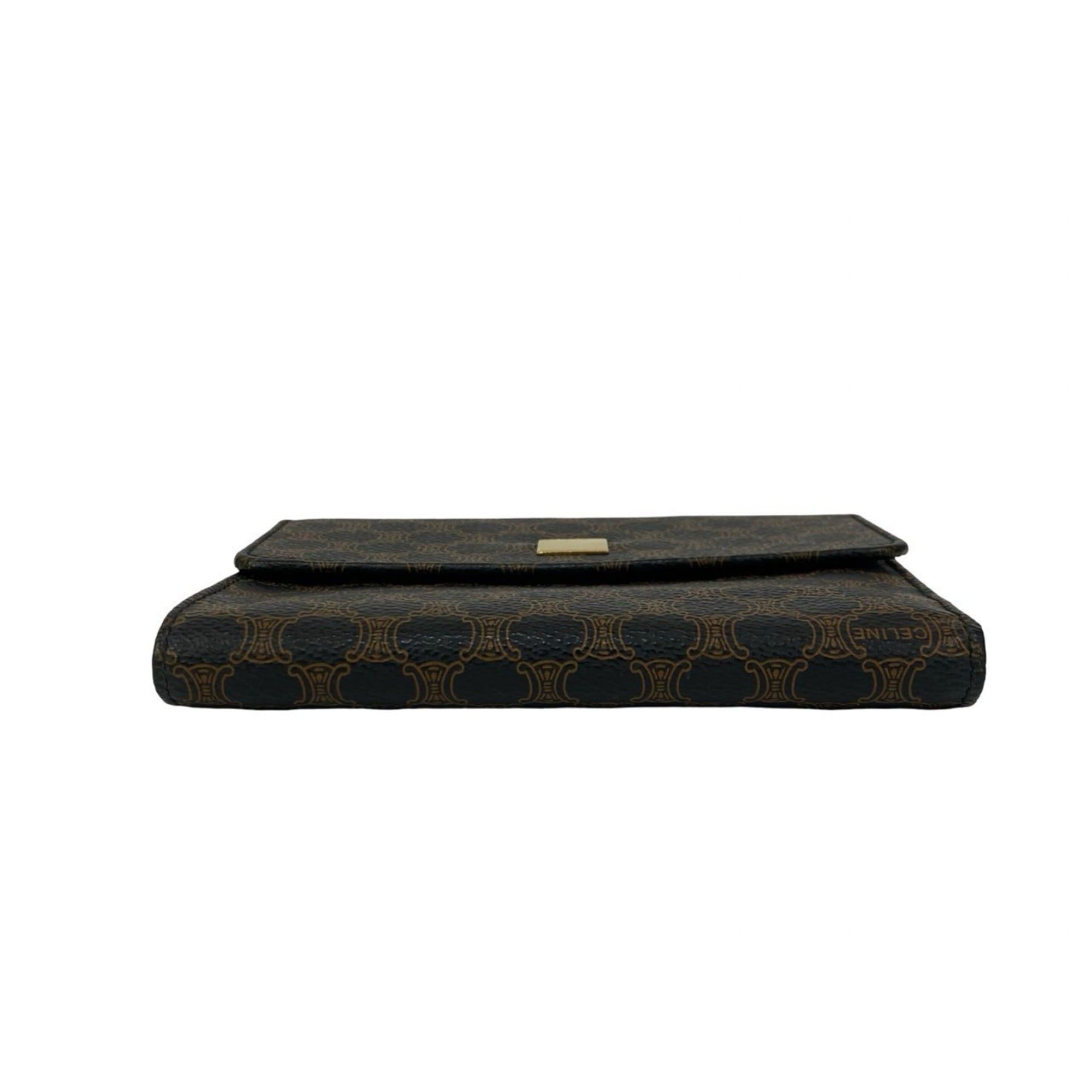 Celine CELINE Macadam Blason Leather Tri-fold Wallet Mini Black/Brown 26134 Size ONE SIZE - 6 Thumbnail