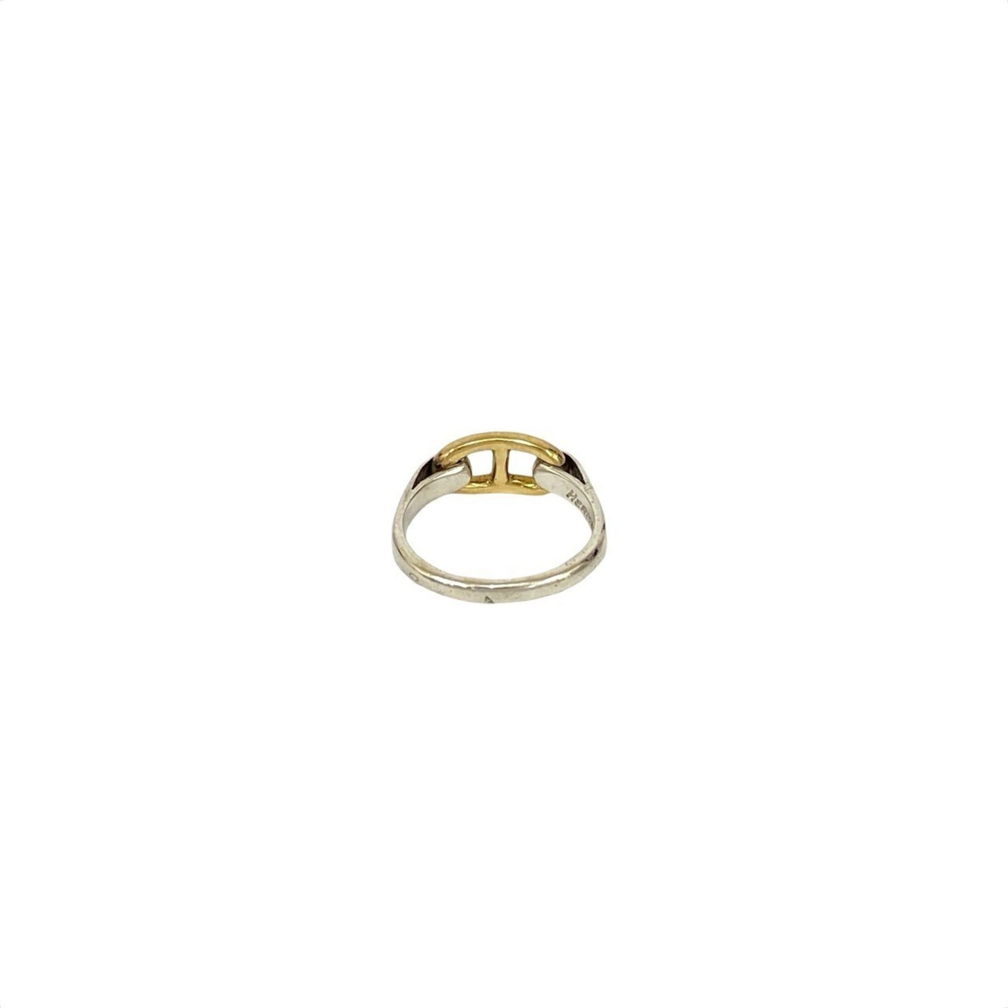 Hermes HERMES Chaine d'Ancre Ring, 925 Sterling Silver and 18K Gold, Size 11, Men's Women's, 29049 Size ONE SIZE - 6 Thumbnail