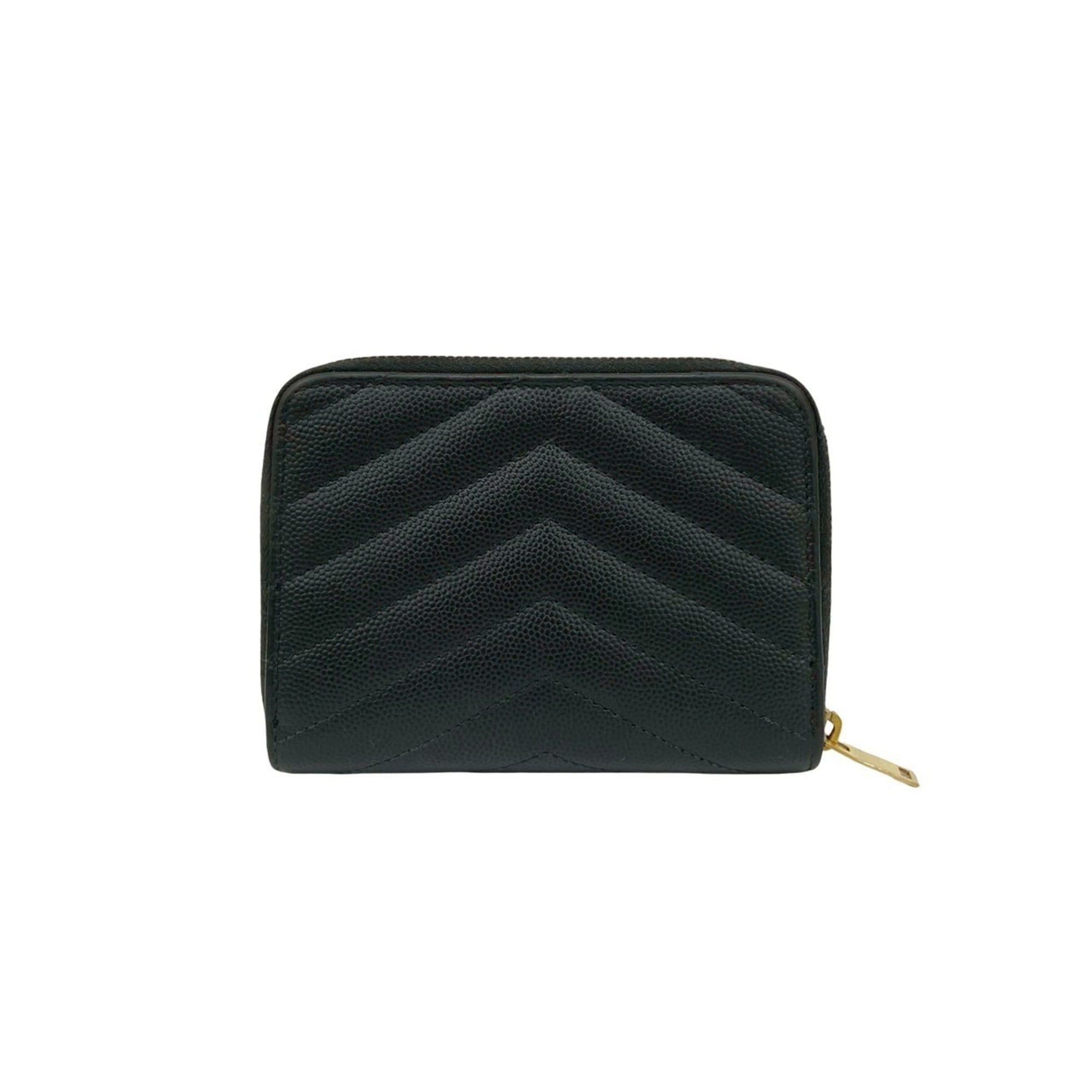 Saint Laurent Paris Yves Saint Laurent PARIS YSL Leather Bi-fold Wallet Compact Zip-Around Black 35493 Size ONE SIZE - 2 Thumbnail