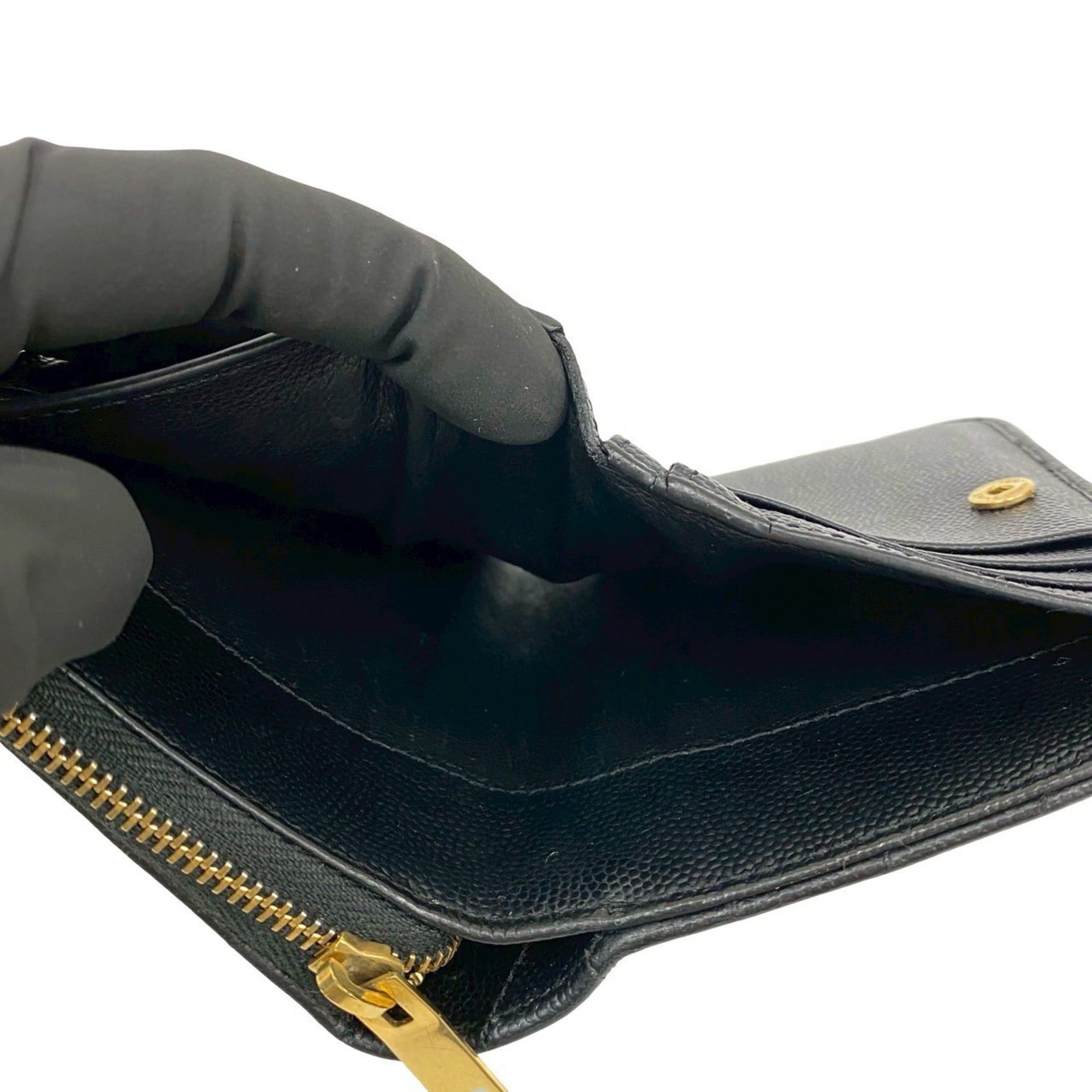 Saint Laurent Paris Yves Saint Laurent PARIS YSL Leather Bi-fold Wallet Compact Zip-Around Black 35493 Size ONE SIZE - 8 Thumbnail