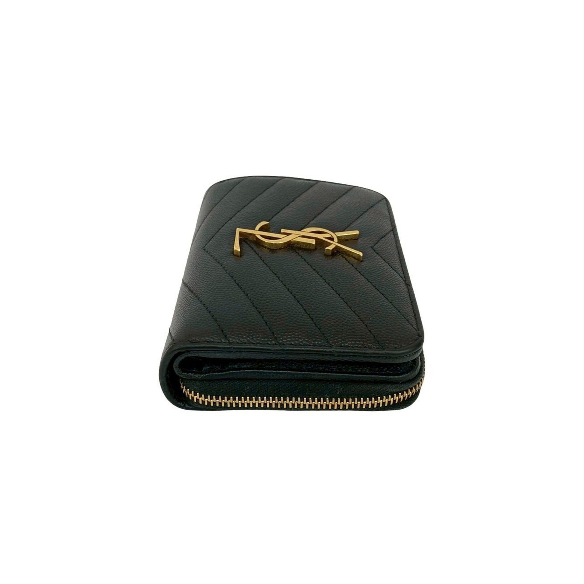 Saint Laurent Paris Yves Saint Laurent PARIS YSL Leather Bi-fold Wallet Compact Zip-Around Black 35493 Size ONE SIZE - 5 Thumbnail