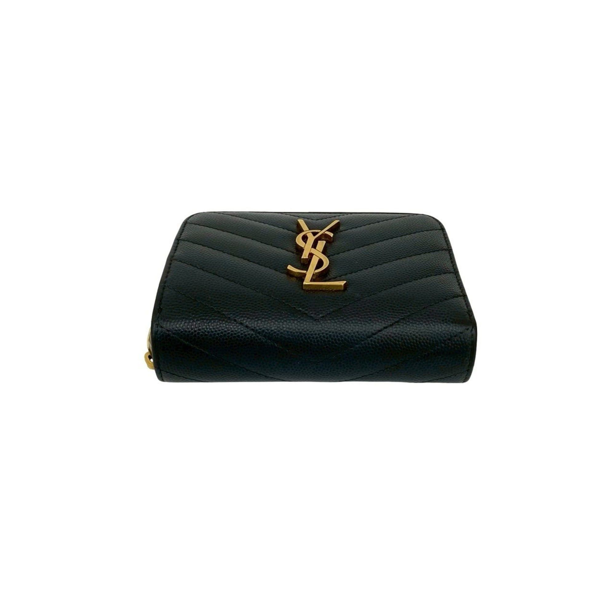 Saint Laurent Paris Yves Saint Laurent PARIS YSL Leather Bi-fold Wallet Compact Zip-Around Black 35493 Size ONE SIZE - 6 Thumbnail